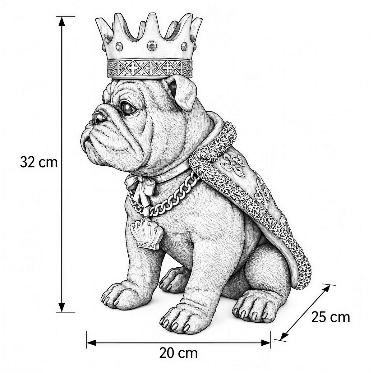 Bulldogge Figur mit Krone Urban Royals Deko Hundefigur handbemalt schwarz oder gold