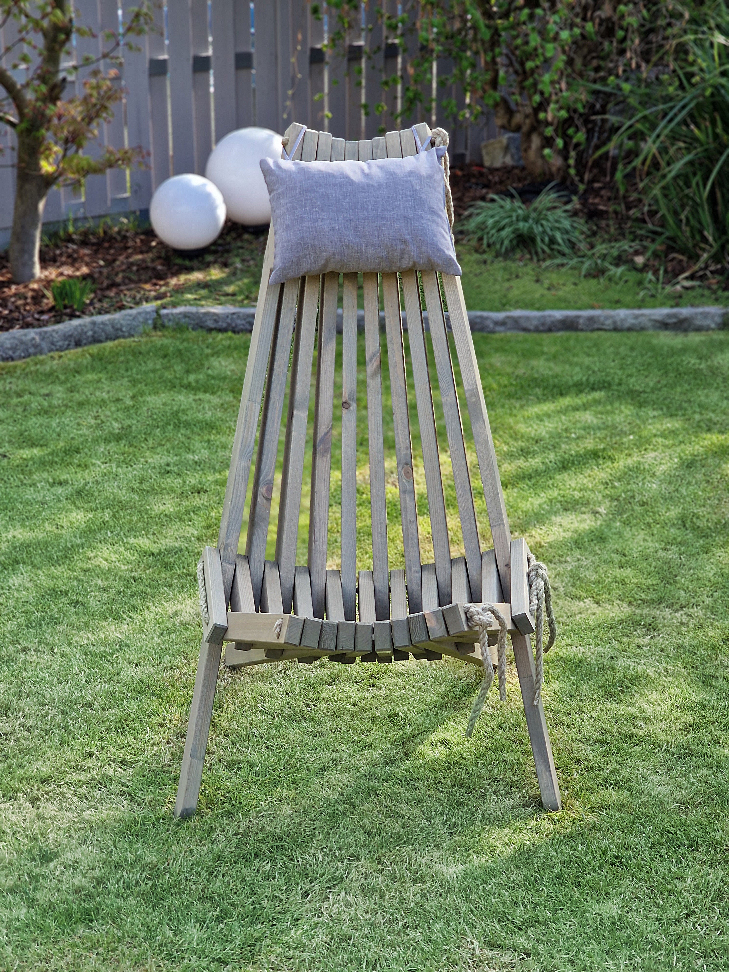 Relaxsessel FALUN Gartenstuhl Holzstuhl Liegestuhl skandinavisch mit Kissen Garden Pleasure