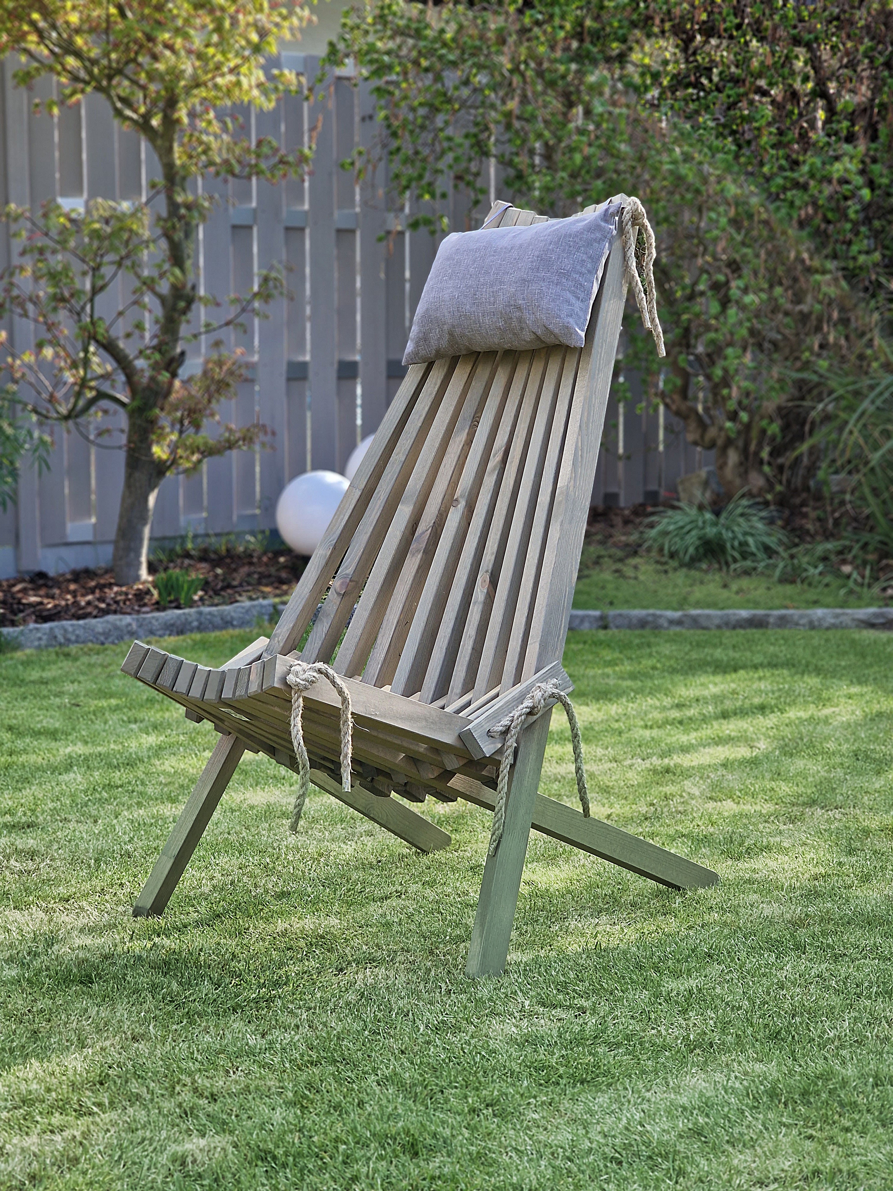 Relaxsessel FALUN Gartenstuhl Holzstuhl Liegestuhl skandinavisch mit Kissen Garden Pleasure