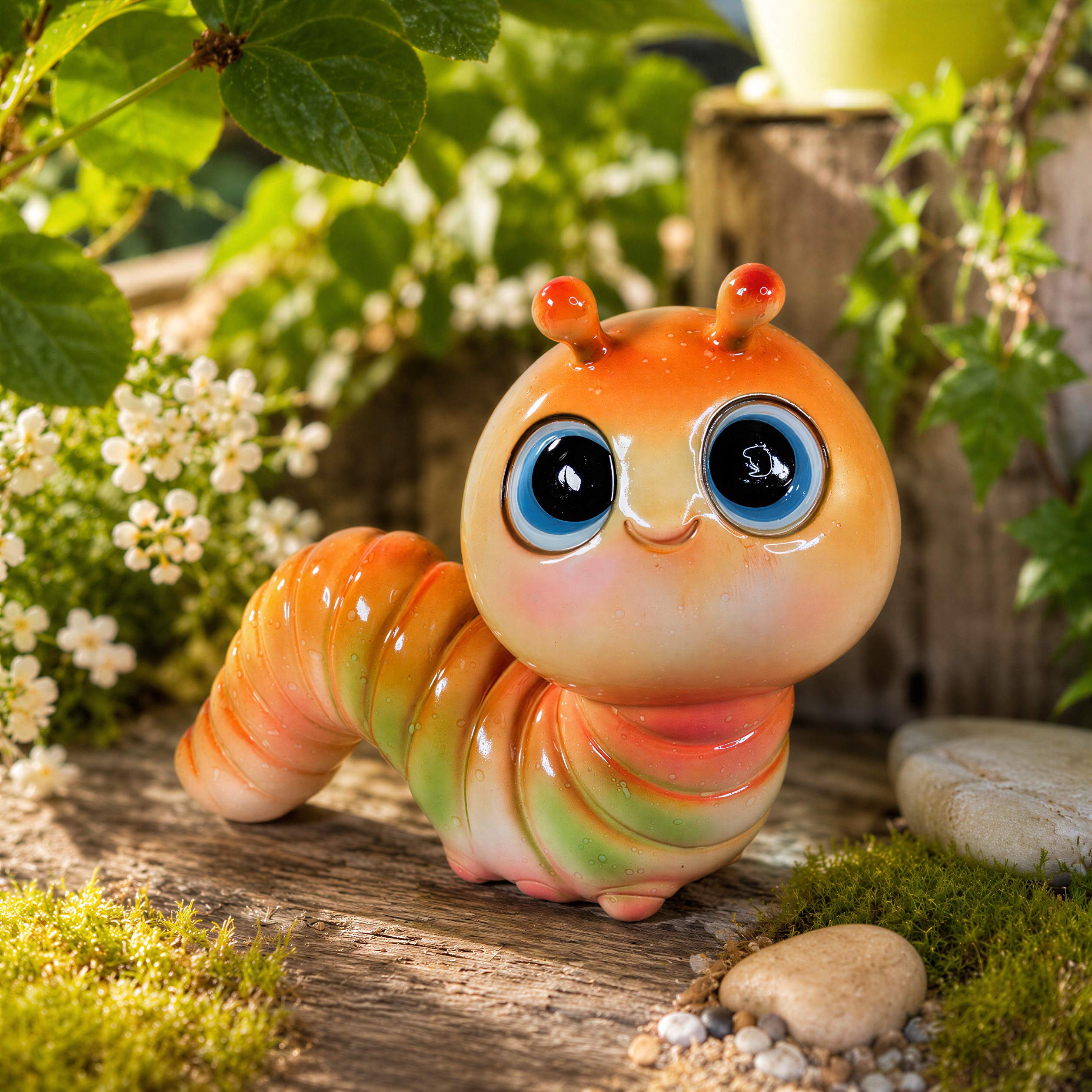 GlossiBande Wattwurm Figur Deko Wurm glänzend groß oder klein in Grün und Orange