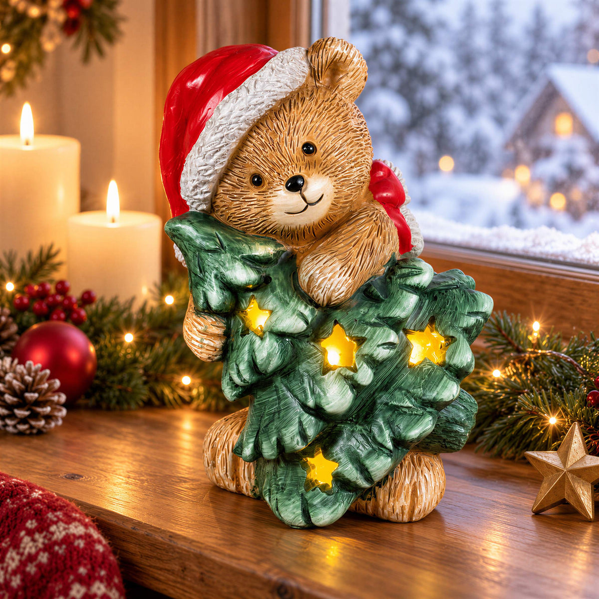Bär Figur LED Weihnachtsdeko mit Batterie Weihnachtsbär Tischdeko Varianten