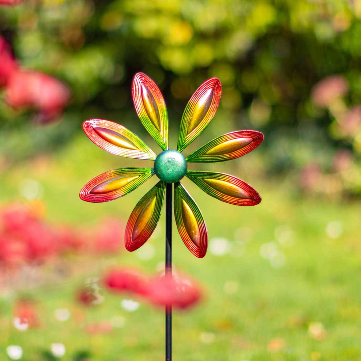 Kinetic Art Metall Windrad Single Flower Multi-Color Windspiel Metall Garten Windrad stehend