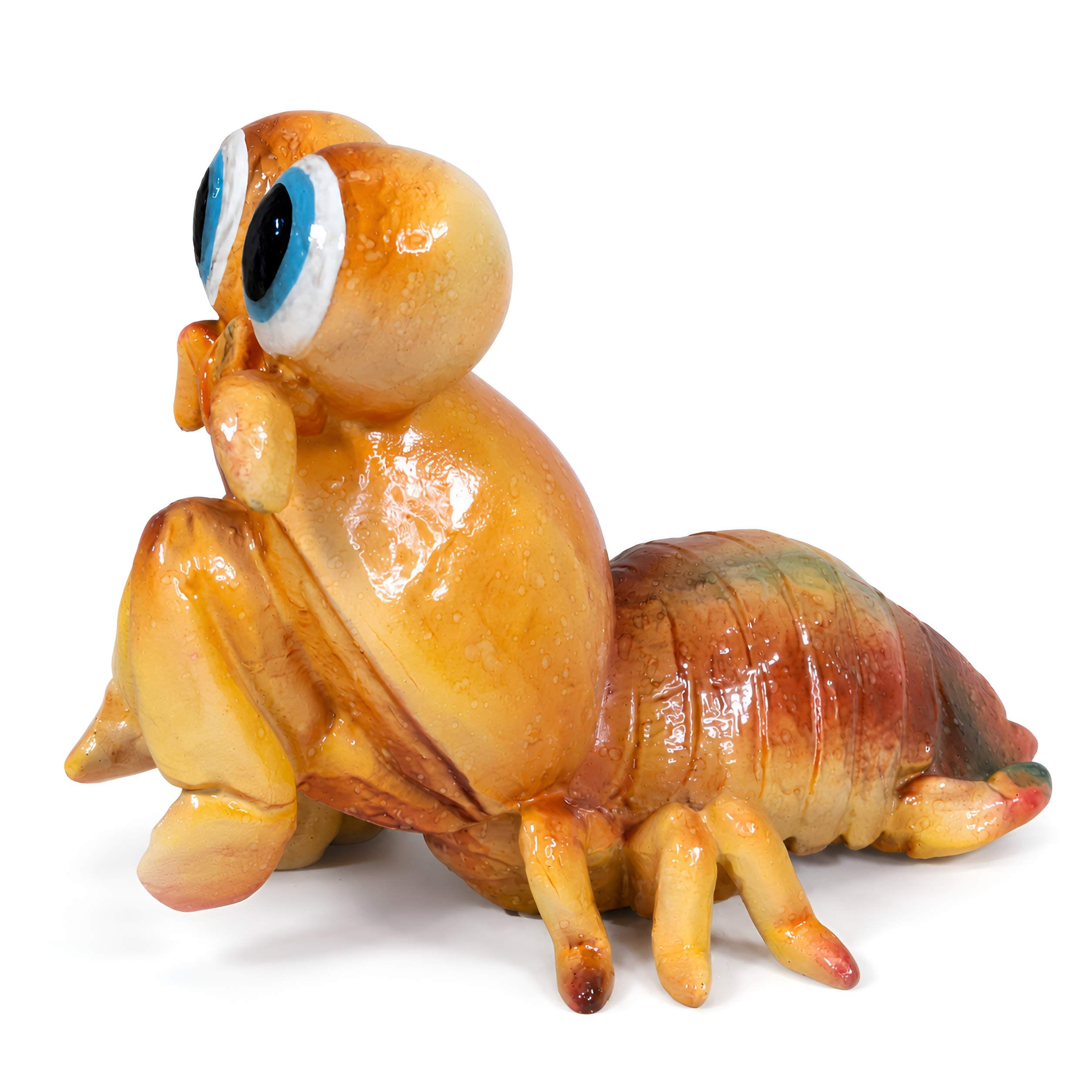 Garnele Figur glänzend Grün & Orange für maritime Deko innen und außen