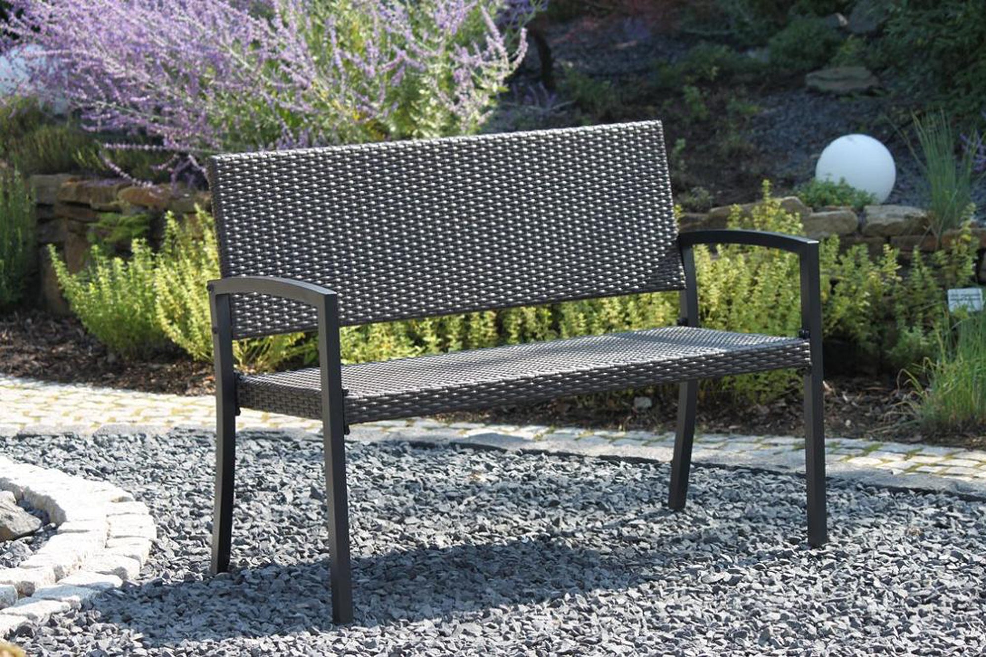 Parkbank SANREMO Gartenbank Sitzbank 2-Sitzer Aluminium Polyrattan coffee Garden Pleasure