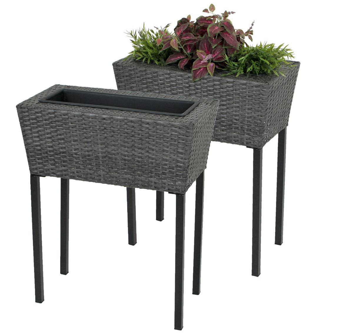 2er Set Hochbeet IRIS Pflanzkasten Polyrattan Pflanzgefäß modern Garden Pleasure