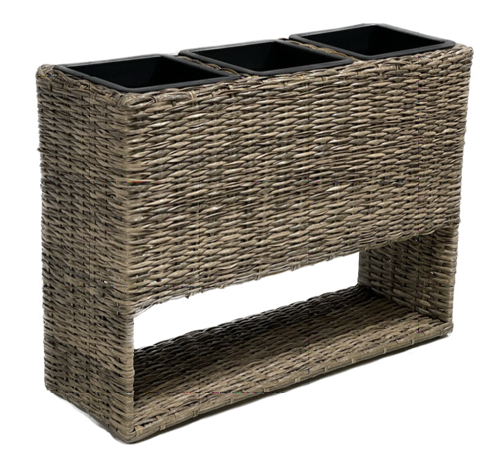 Blumenkasten MELISSA Pflanzkasten Hochbeet Polyrattan anisbraun mit 3 Einsätzen Garden Pleasure