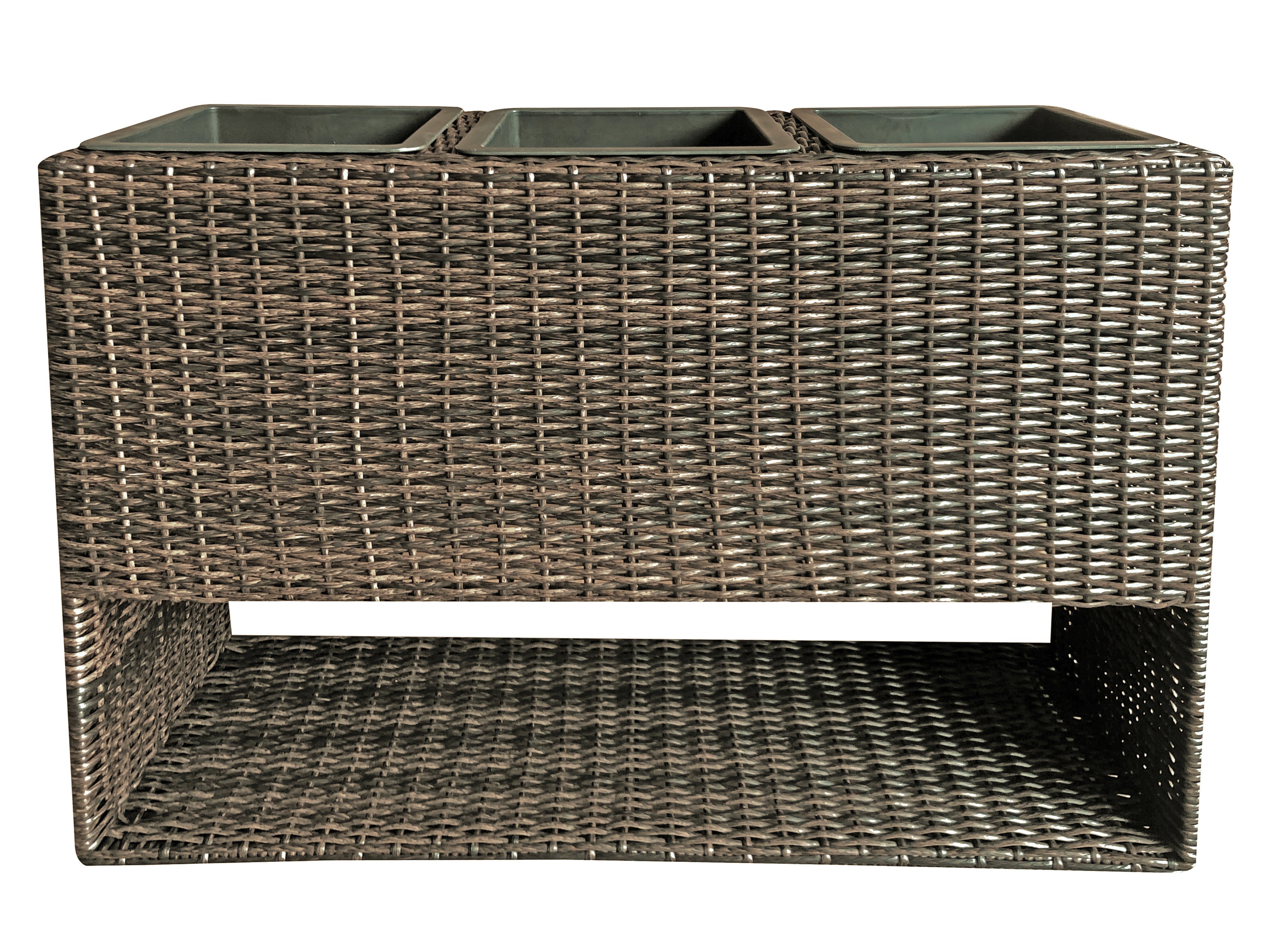 Blumenkasten MELISSA Pflanzkasten Hochbeet Polyrattan anisbraun mit 3 Einsätzen Garden Pleasure