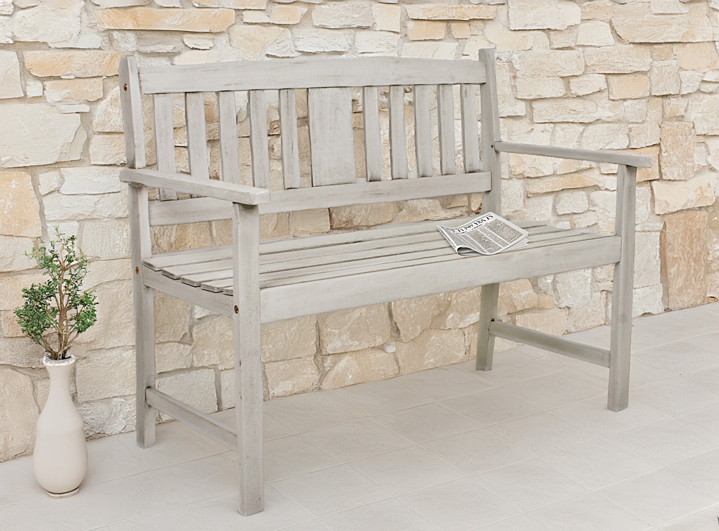 Bank STIRLING Gartenbank Sitzbank Eukalyptusholz Garden Pleasure grau