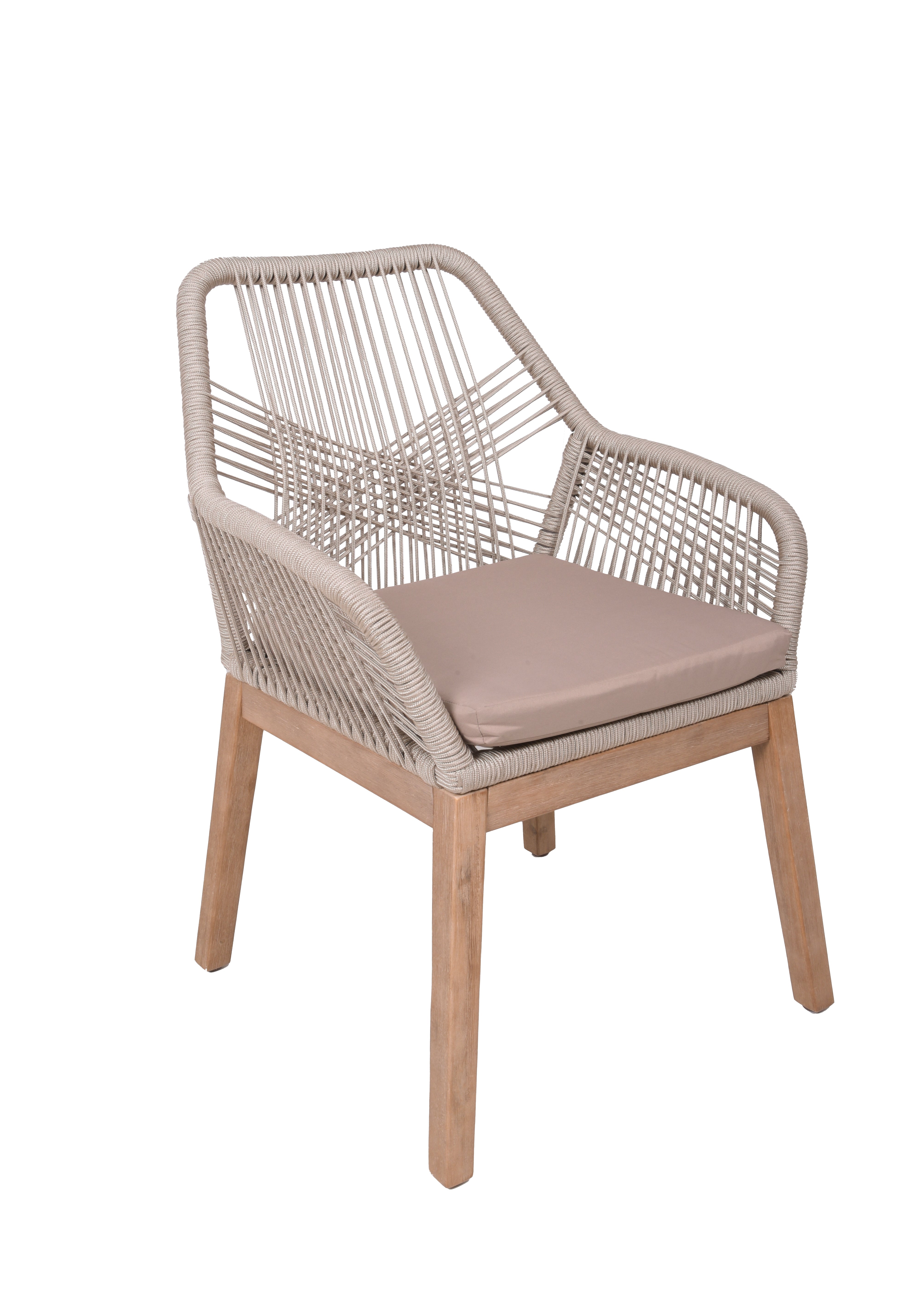 Gartenstuhl POMONA 4er Set Sessel braun Garden Pleasure Akazie FSC® Seilbespannung