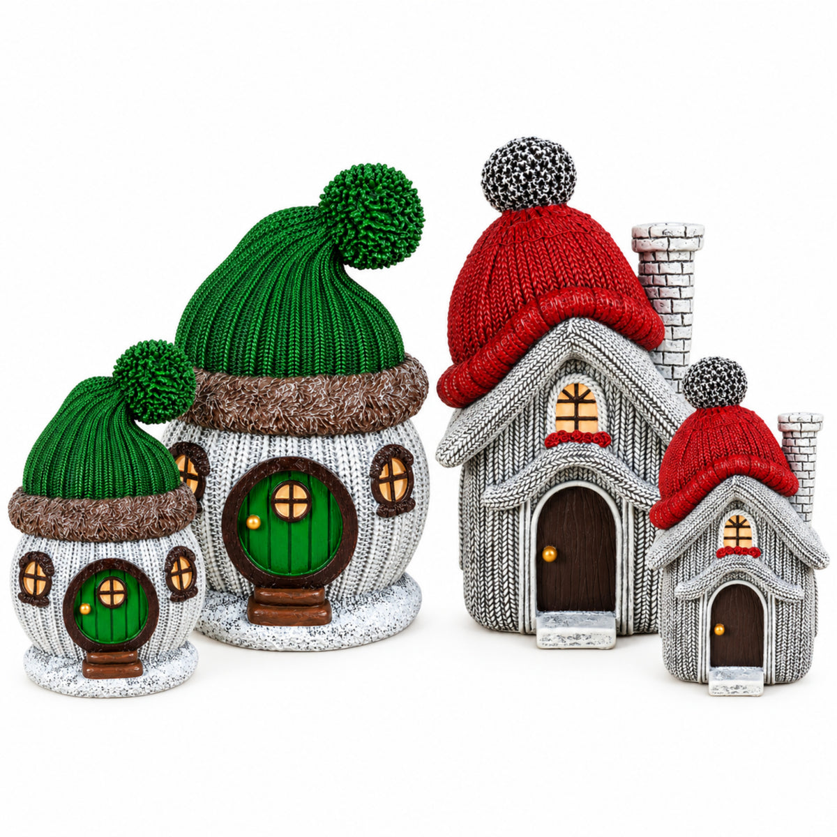 Wichtelhaus Weihnachtsdeko Strickoptik Weihnachtsdorf Tischdeko in 4 Varianten