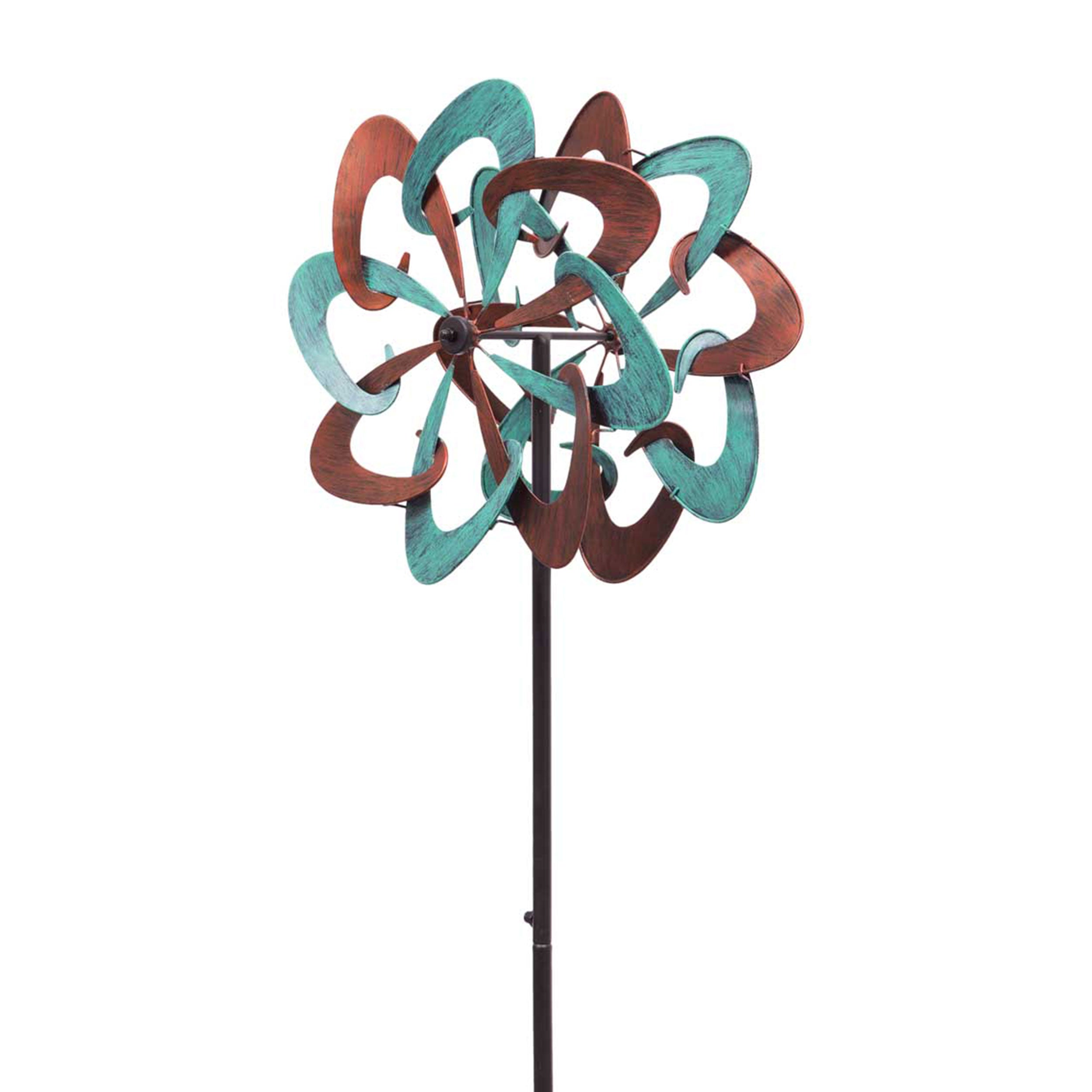 Kinetic Art Metall Windrad Copper Swirl Duett Windspiel Metall Garten Windrad stehend
