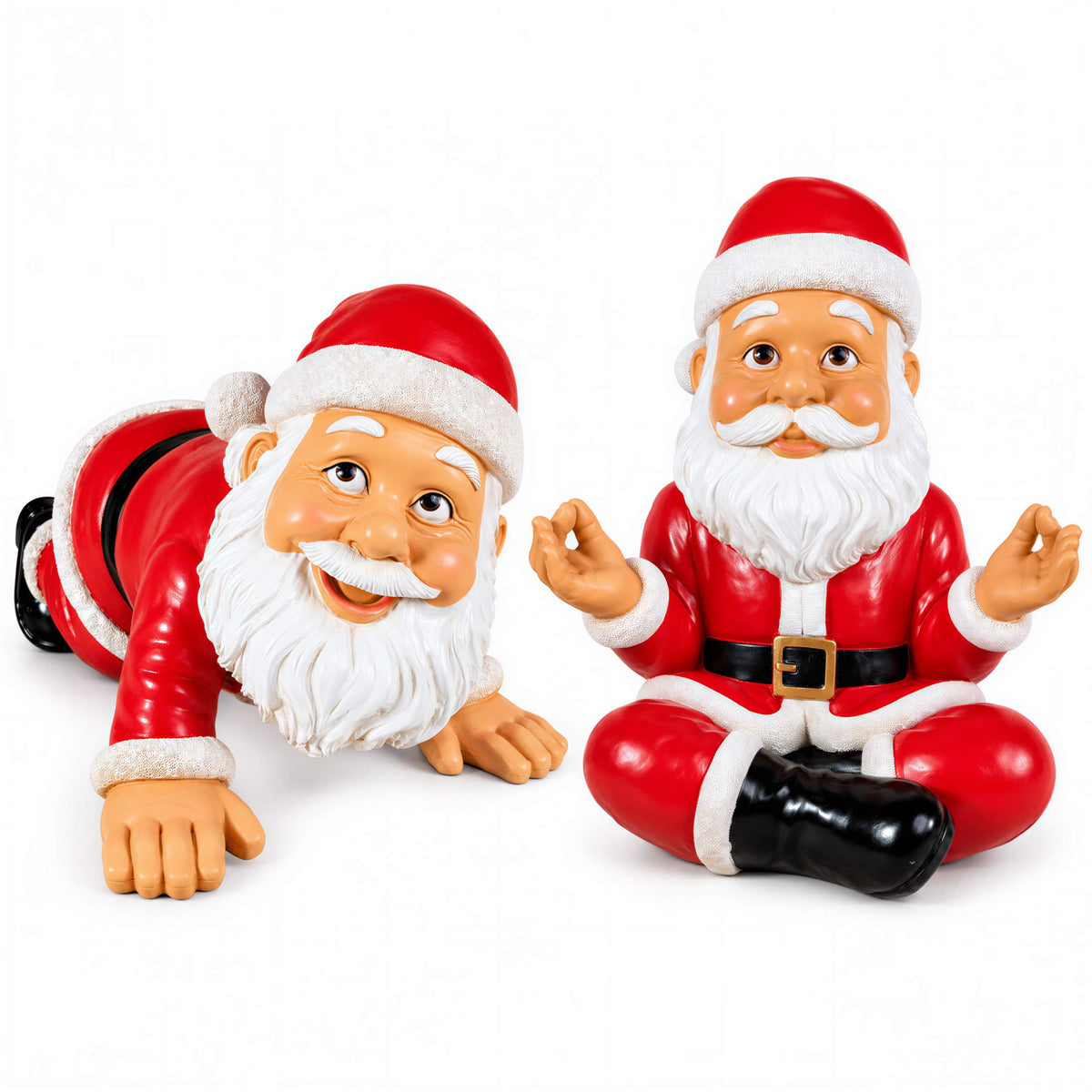 Weihnachtsmann Figur lustig Yoga oder kniend Weihnachtsdeko für Haus und Garten