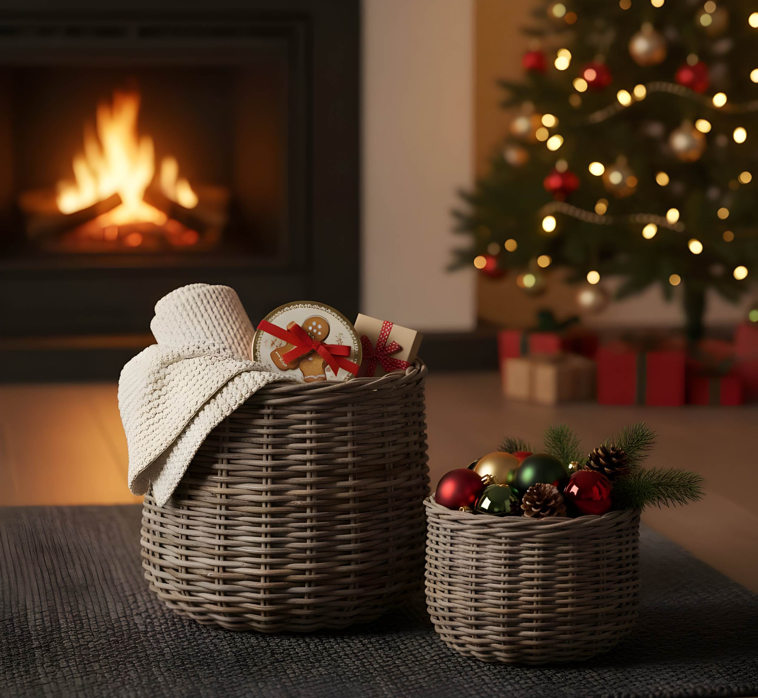 Weidekorb Set 2-tlg. – Pflanzkorb Rattan, kleiner Weidenkorb & geflochtener Korb aus Holz, Aufbewahrungskörbe & Deko