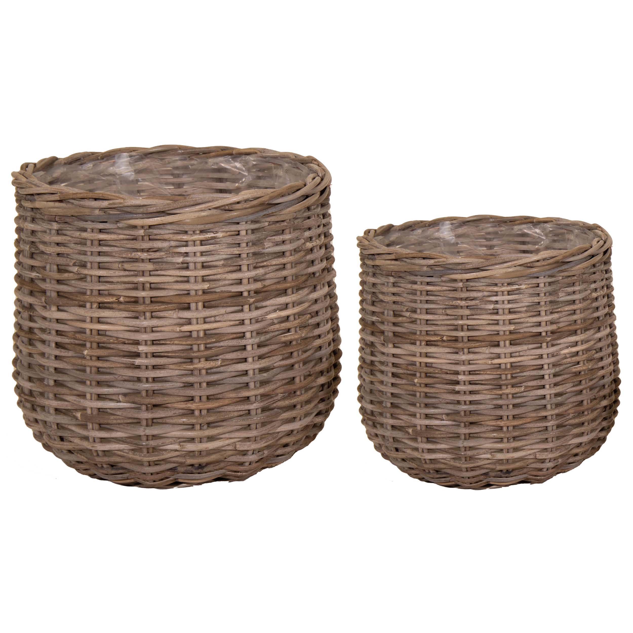 Weidekorb Set 2-tlg. – Pflanzkorb Rattan, kleiner Weidenkorb & geflochtener Korb aus Holz, Aufbewahrungskörbe & Deko