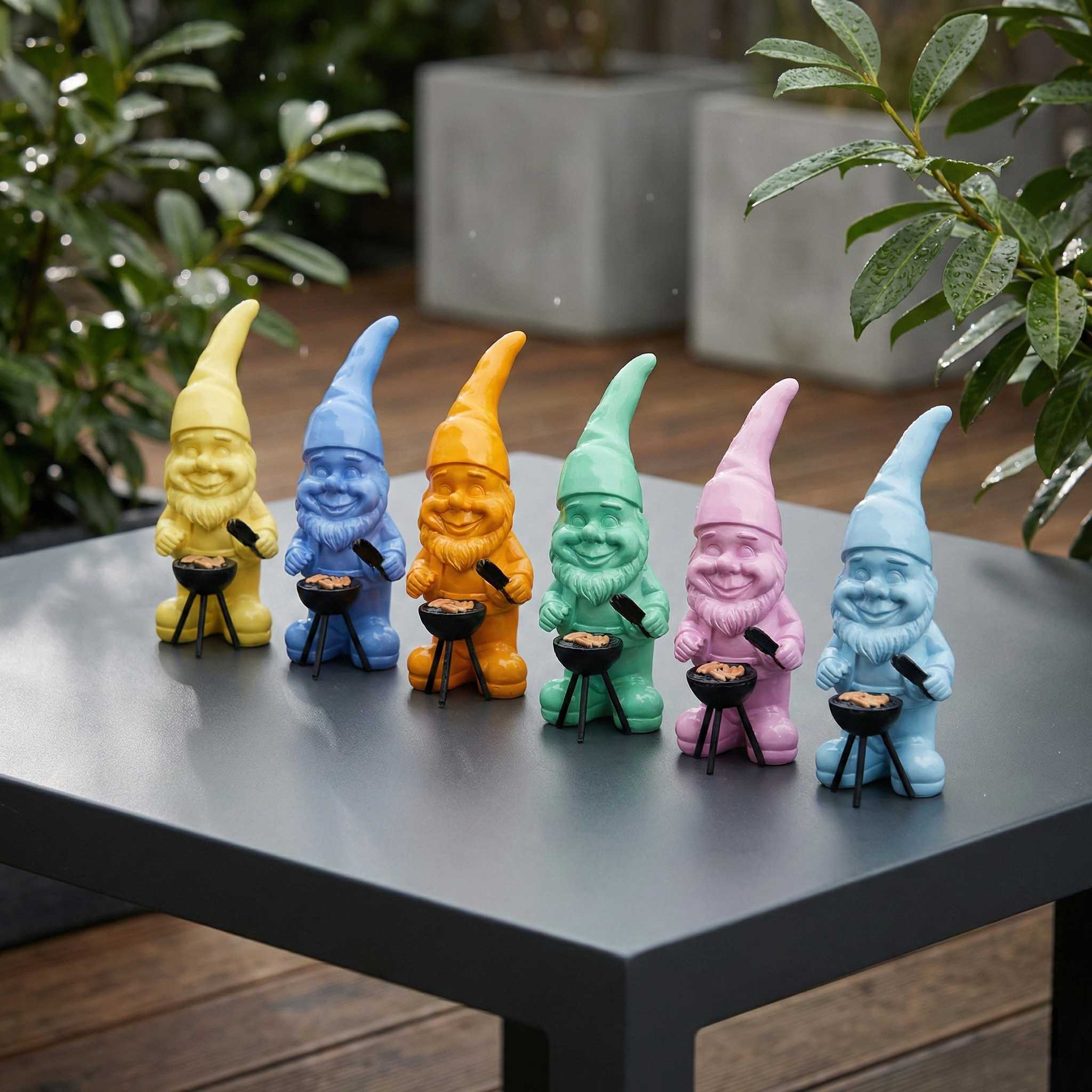 Gartenzwerg am Grill -GartenPoser- Zwerg Deko in Pastell Hochglanz 2 Größen 6 Farben (GrillPoser)