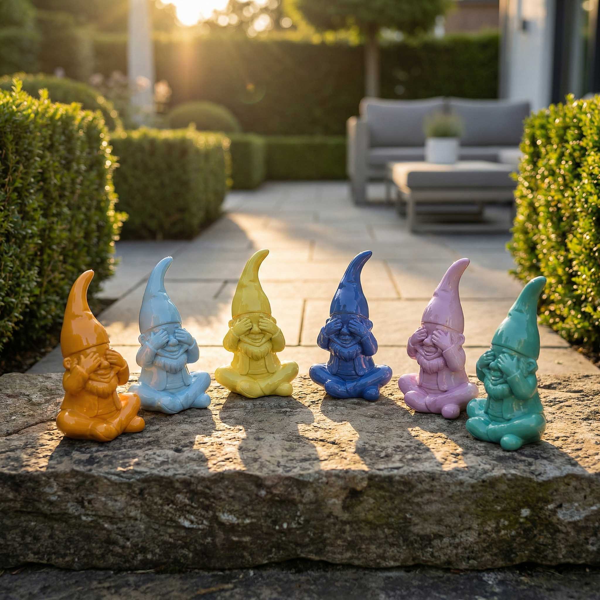 Gartenzwerg nichts sehen -GartenPoser- Zwerg Deko in Pastell Hochglanz 2 Größen 6 Farben (BlindPoser)