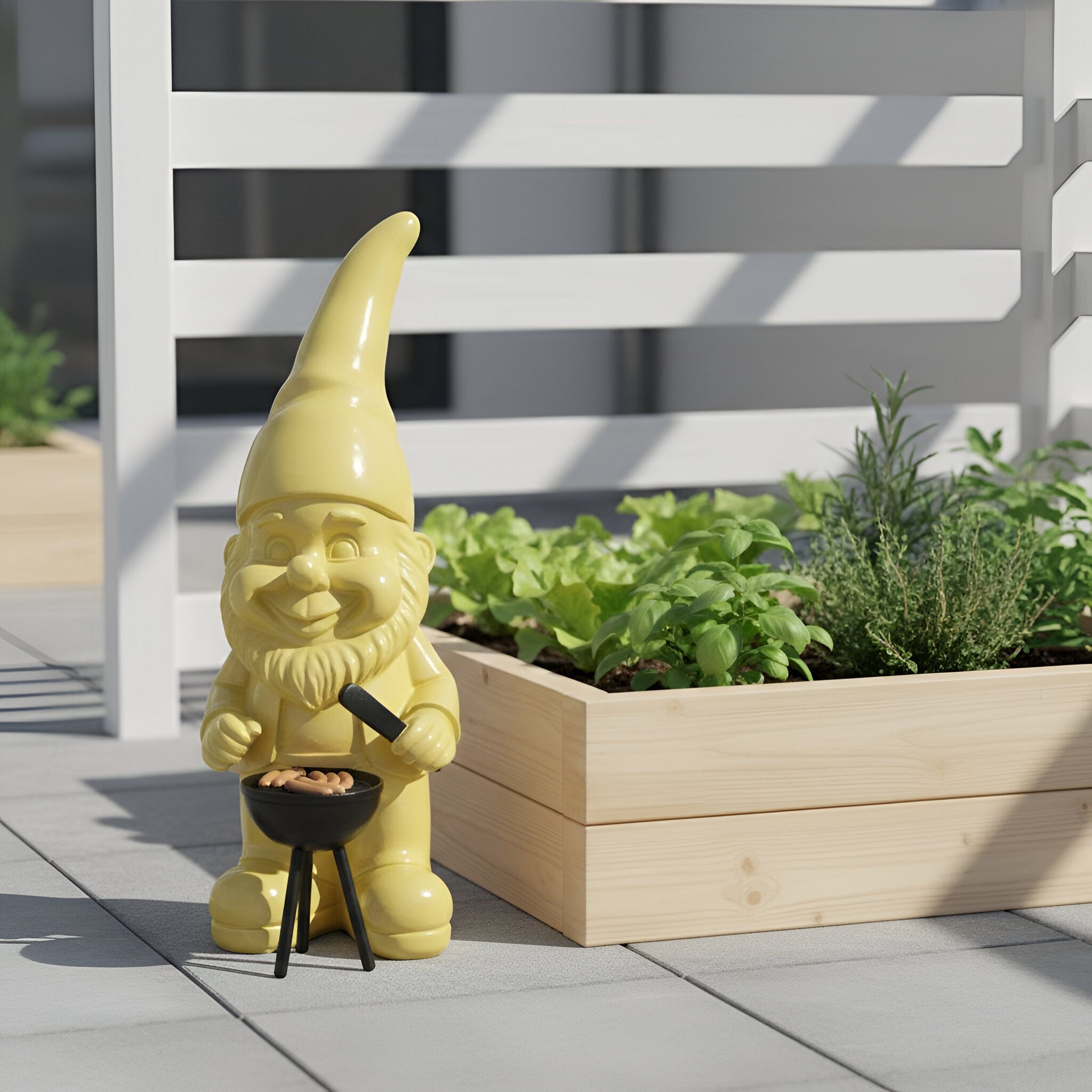 Gartenzwerg am Grill -GartenPoser- Zwerg Deko in Pastell Hochglanz 2 Größen 6 Farben (GrillPoser)