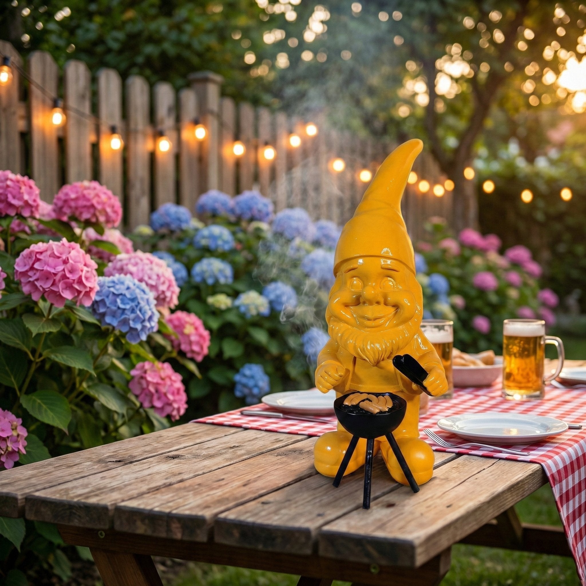 Gartenzwerg am Grill -GartenPoser- Zwerg Deko in Pastell Hochglanz 2 Größen 6 Farben (GrillPoser)