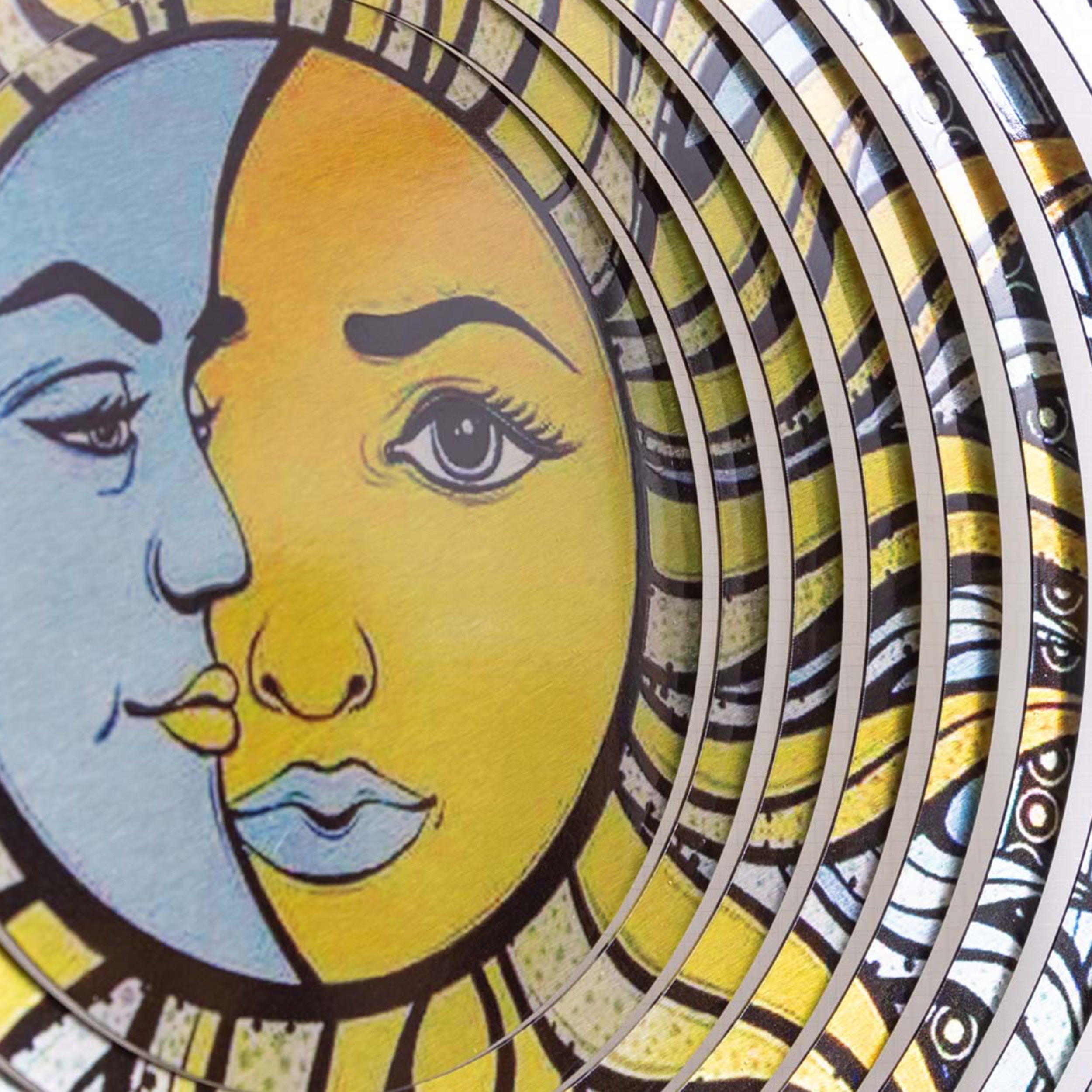 Kinetic Art Windspiel hängend Metall 3D Sun & Moon außergewöhnliche Windspiele Edelstahl