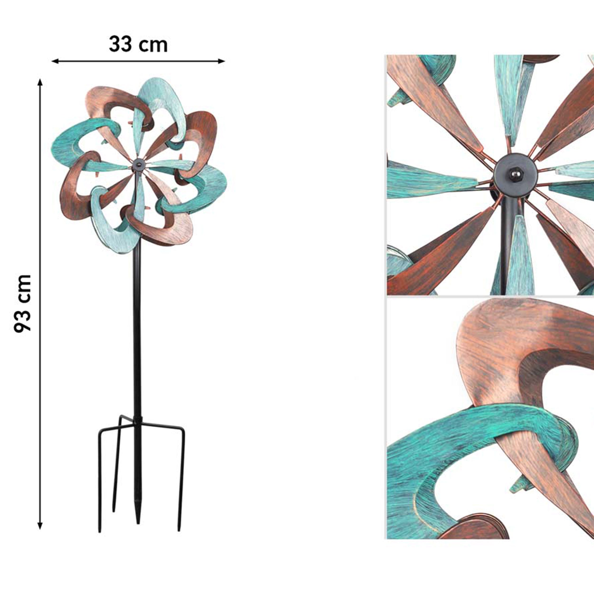 Kinetic Art Metall Windrad Copper Swirl Duett Windspiel Metall Garten Windrad stehend