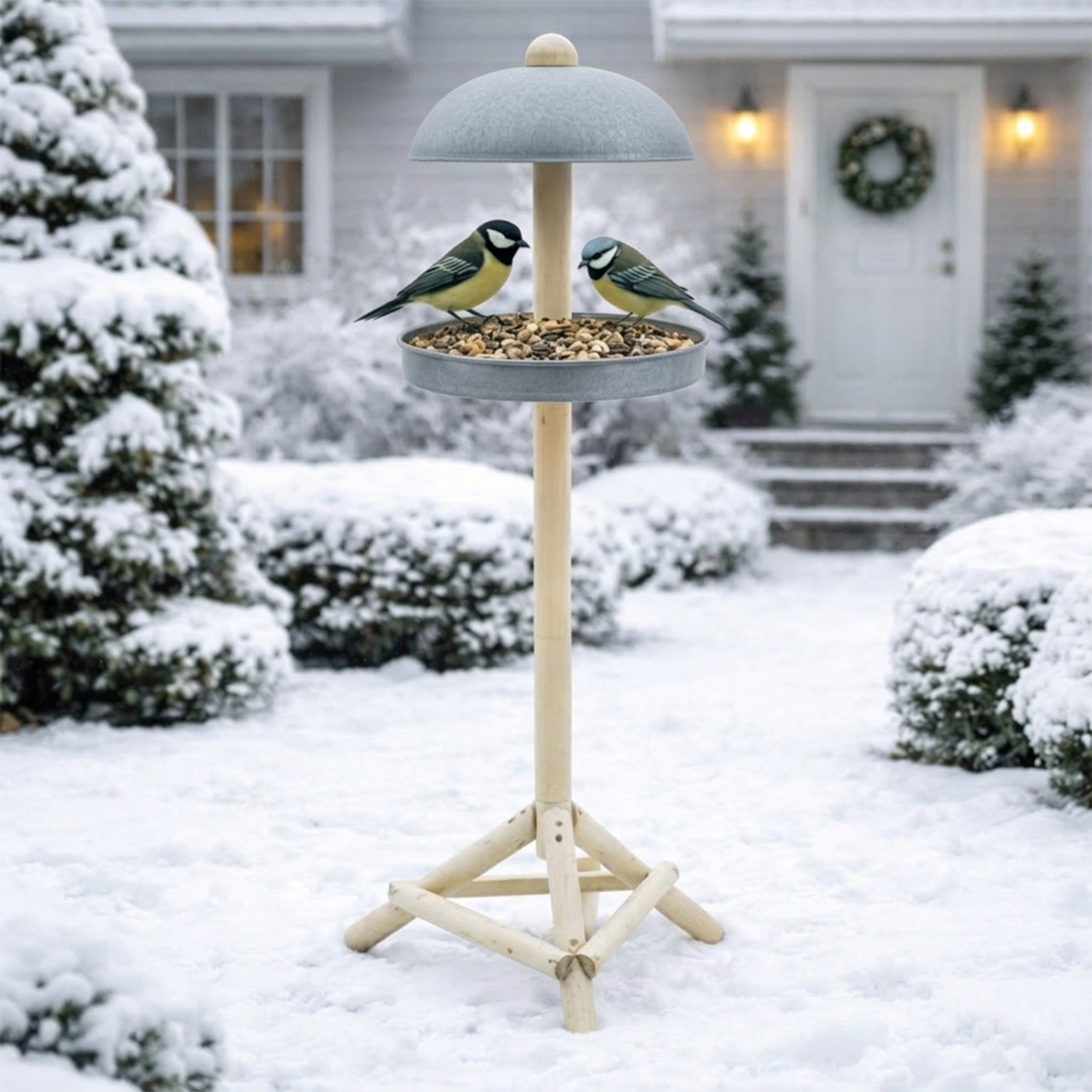 Vogelfutterhaus mit Ständer modernes Vogelhaus Futterhaus aus recyceltem Kunststoff