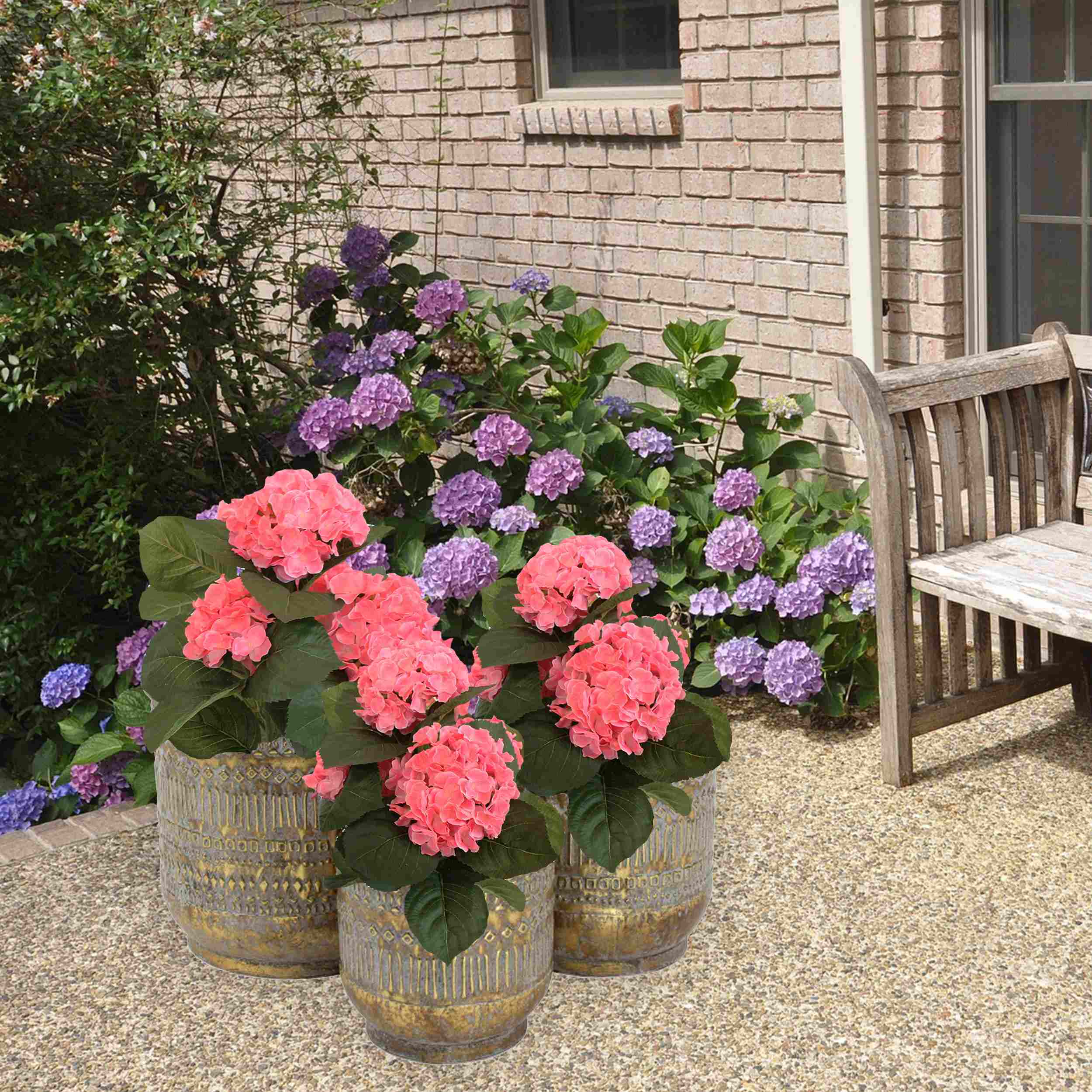 Blumentopf Metall Rund 3er-Set Übertopf Tripoli gold Pflanztopf Pflanzgefäß Zinktopf