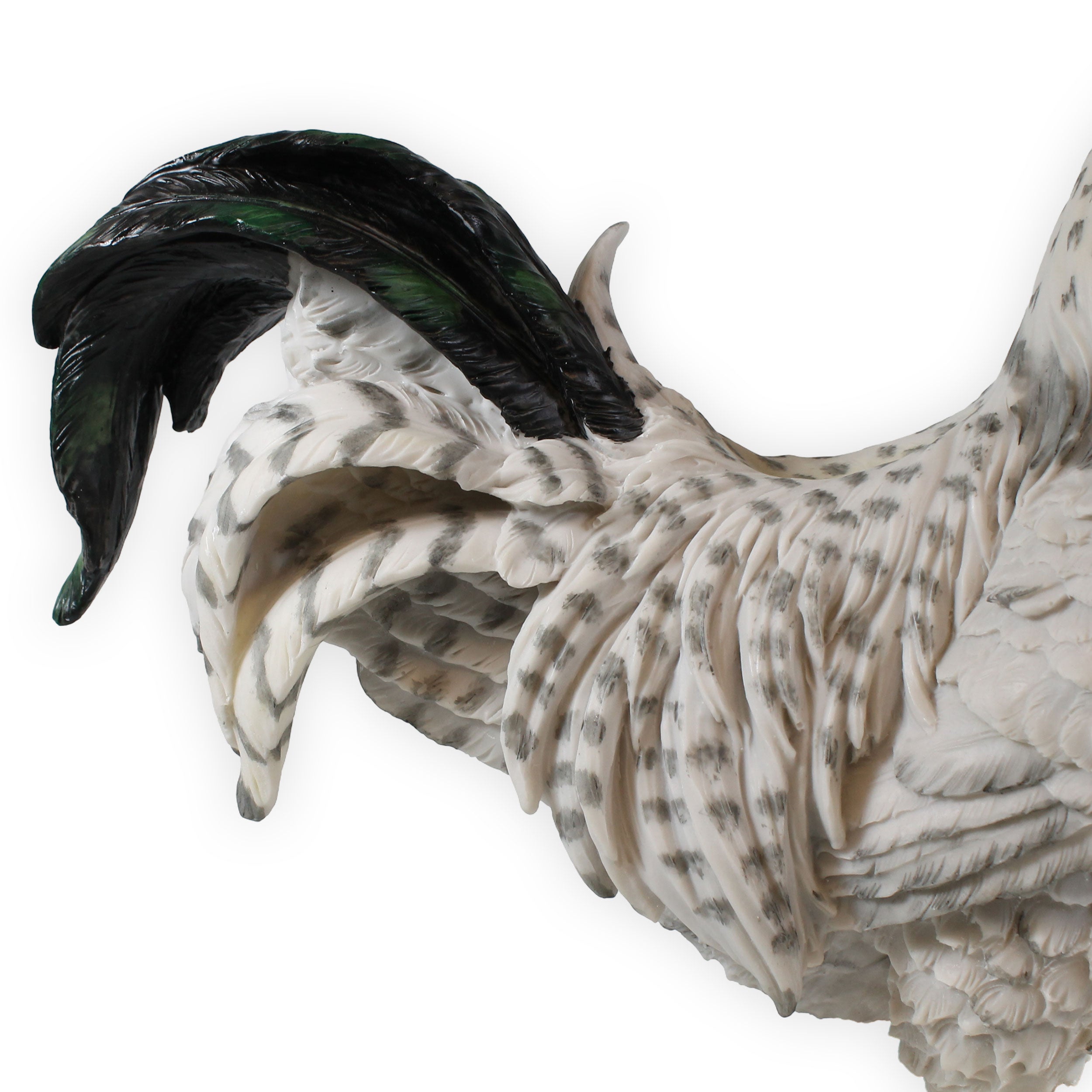 Deko Hahn Figur 47 cm weiß – detailreiche Gartenfigur aus Polyresin – wetterfest & standfest – Tierfigur Landhausstil