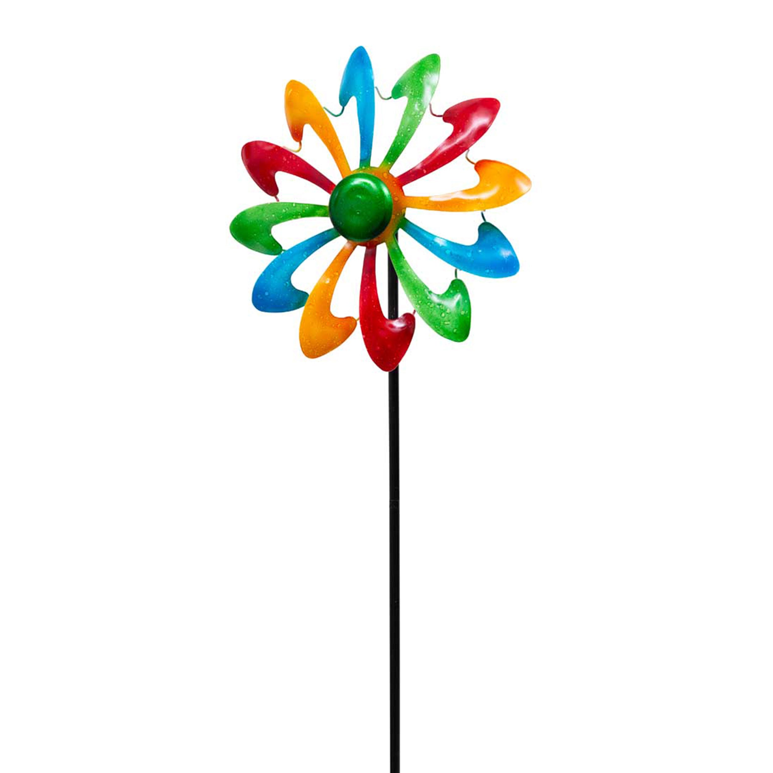 Kinetic Art Metall Windrad Single Windmill - Multi-Color Windspiel Metall Garten Windrad stehend