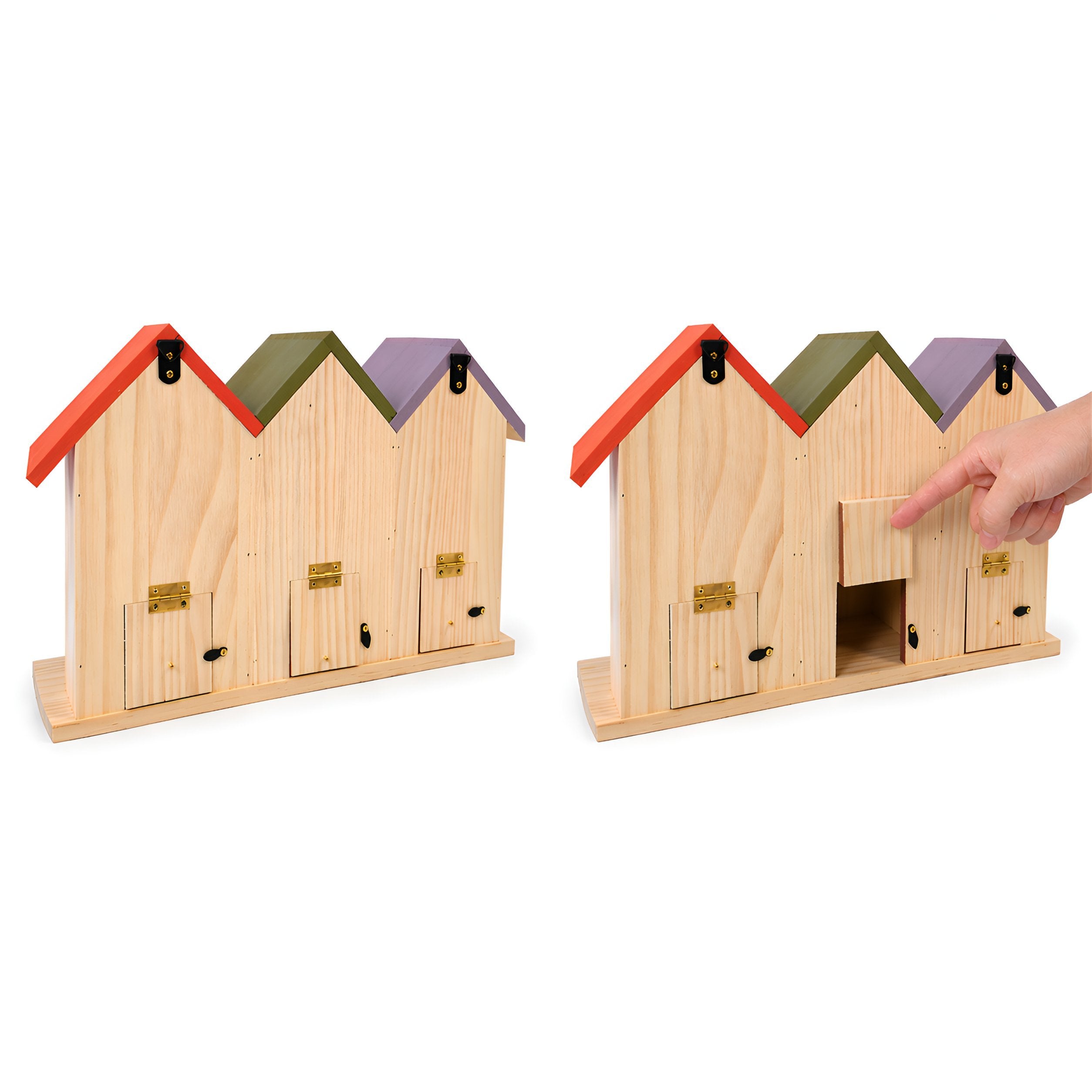 Nisthaus Vogelhaus aus Holz Birdy 3er Reihenhaus Nistkasten für Meisen Gartenvögel