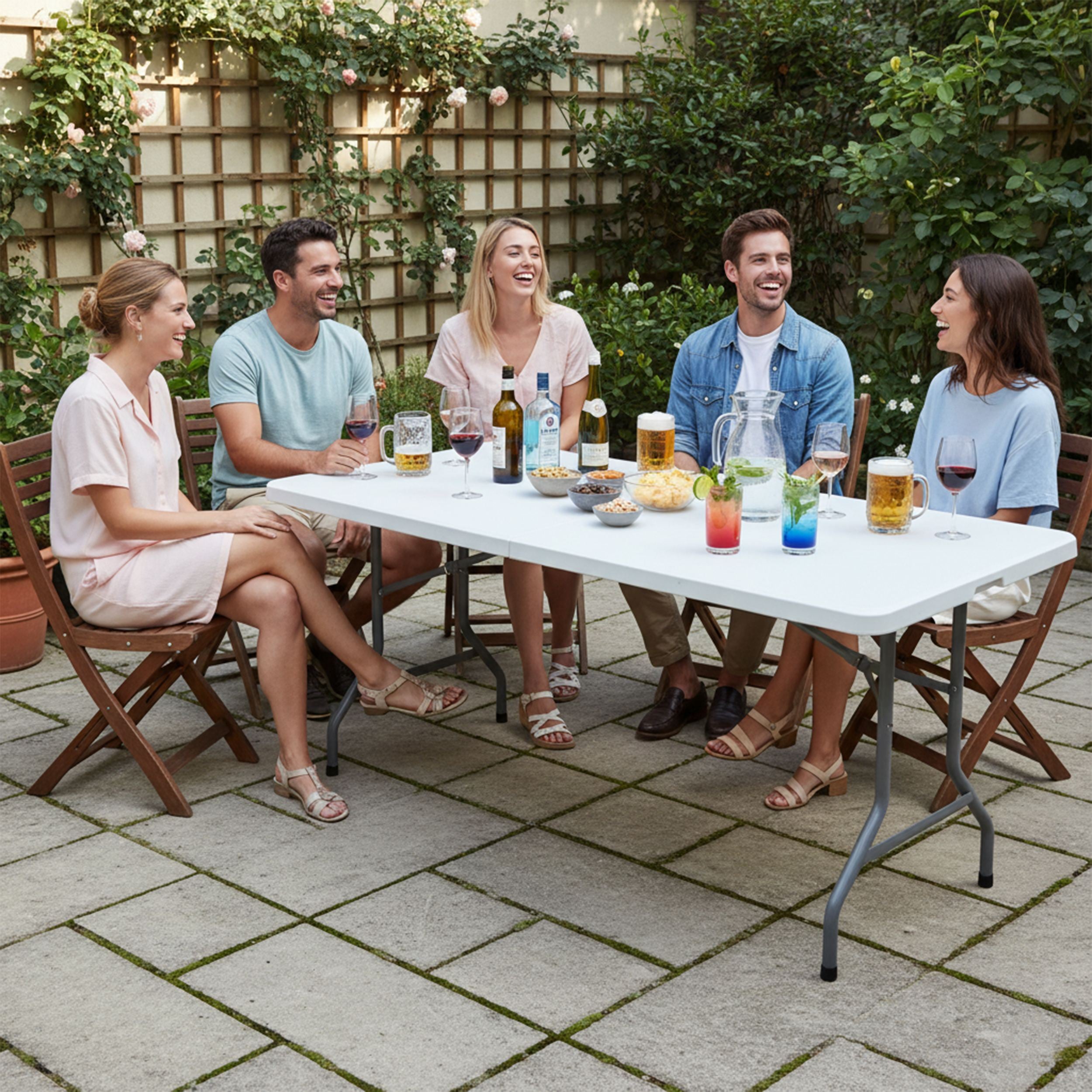 Biertisch Kunststoff Koffer Klapptisch 180 cm Gartentisch klappbar für Haus und Garten