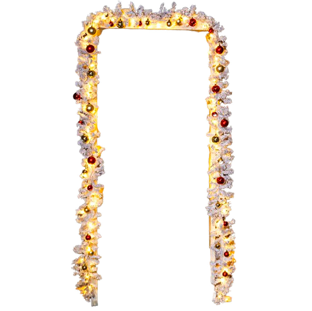 Künstliche Tannengirlande mit Beleuchtung 5 Meter, mit Kugeln weiß, innen und außen