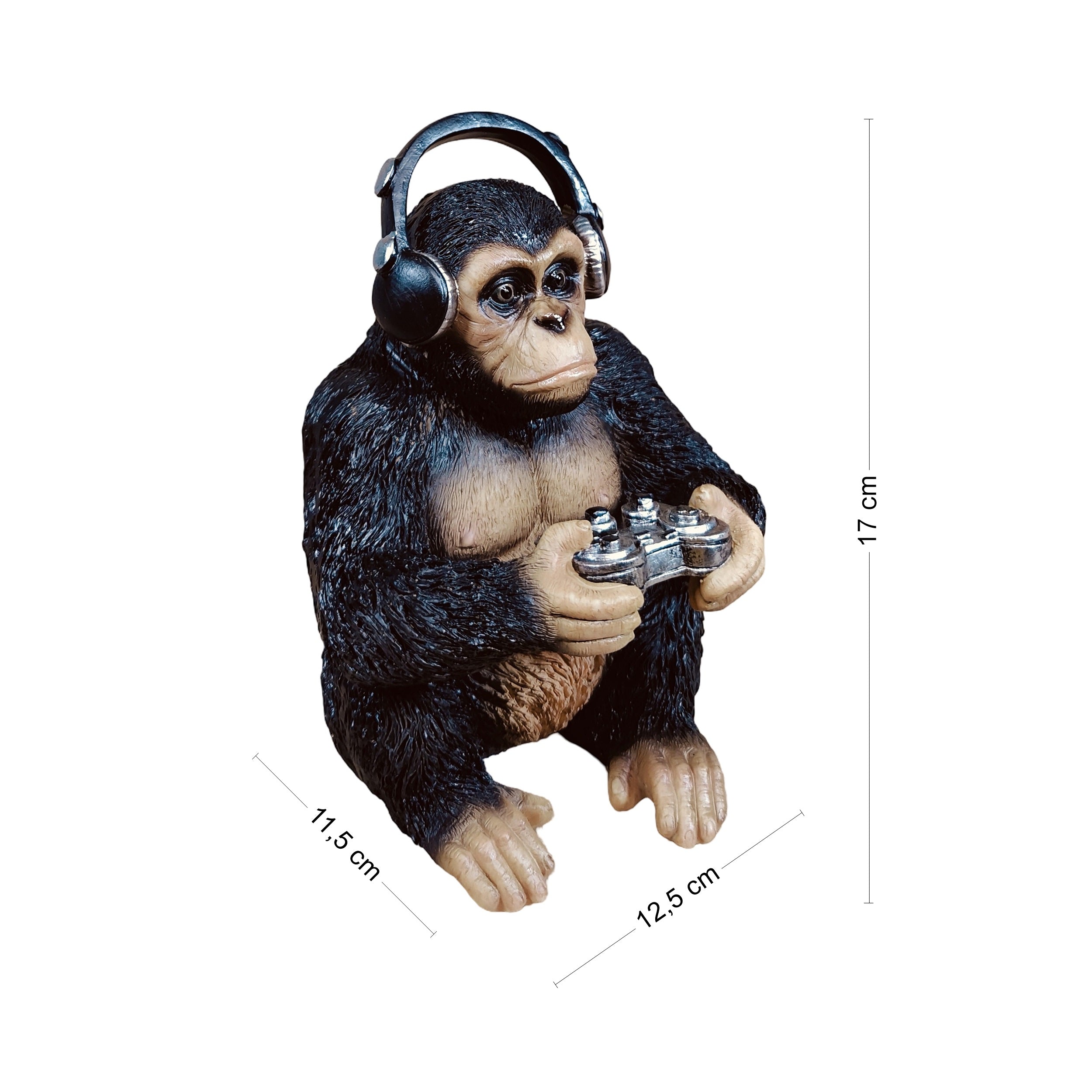 Affe Figur mit Kopfhörer & Controller - Gaming Zimmer Deko als Deko Affe für Regal, Schreibtisch & Wohnzimmer