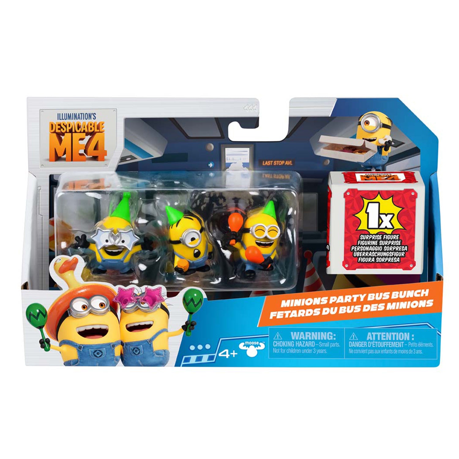 Despicable Me 4 59294 | 4 Figuren Partybus-Truppe | 5 cm große Sammelfiguren | 3 sichtbare Figuren plus 1 versteckte