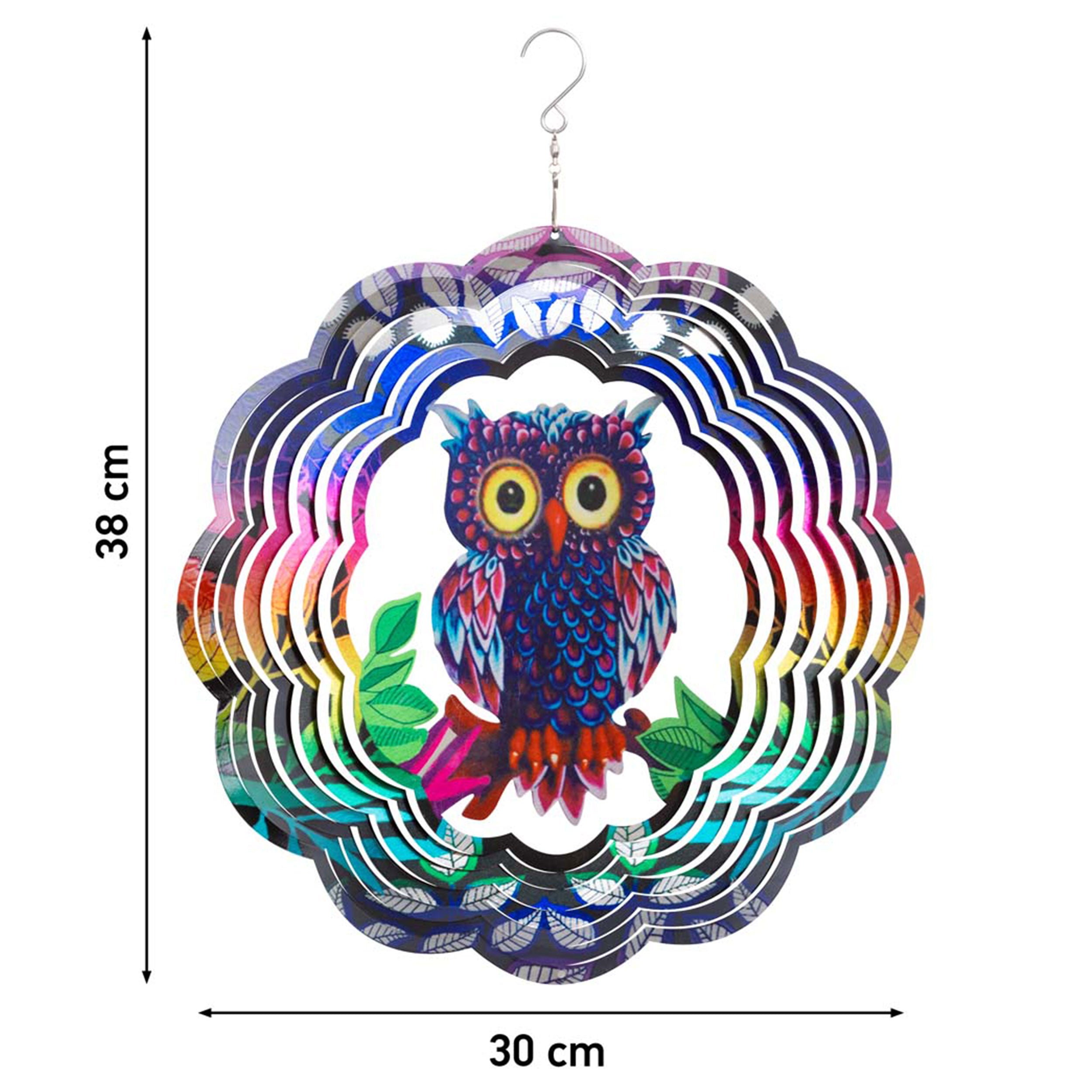Kinetic Art Windspiel hängend Metall 3D Flashy Owl außergewöhnliche Windspiele Edelstahl