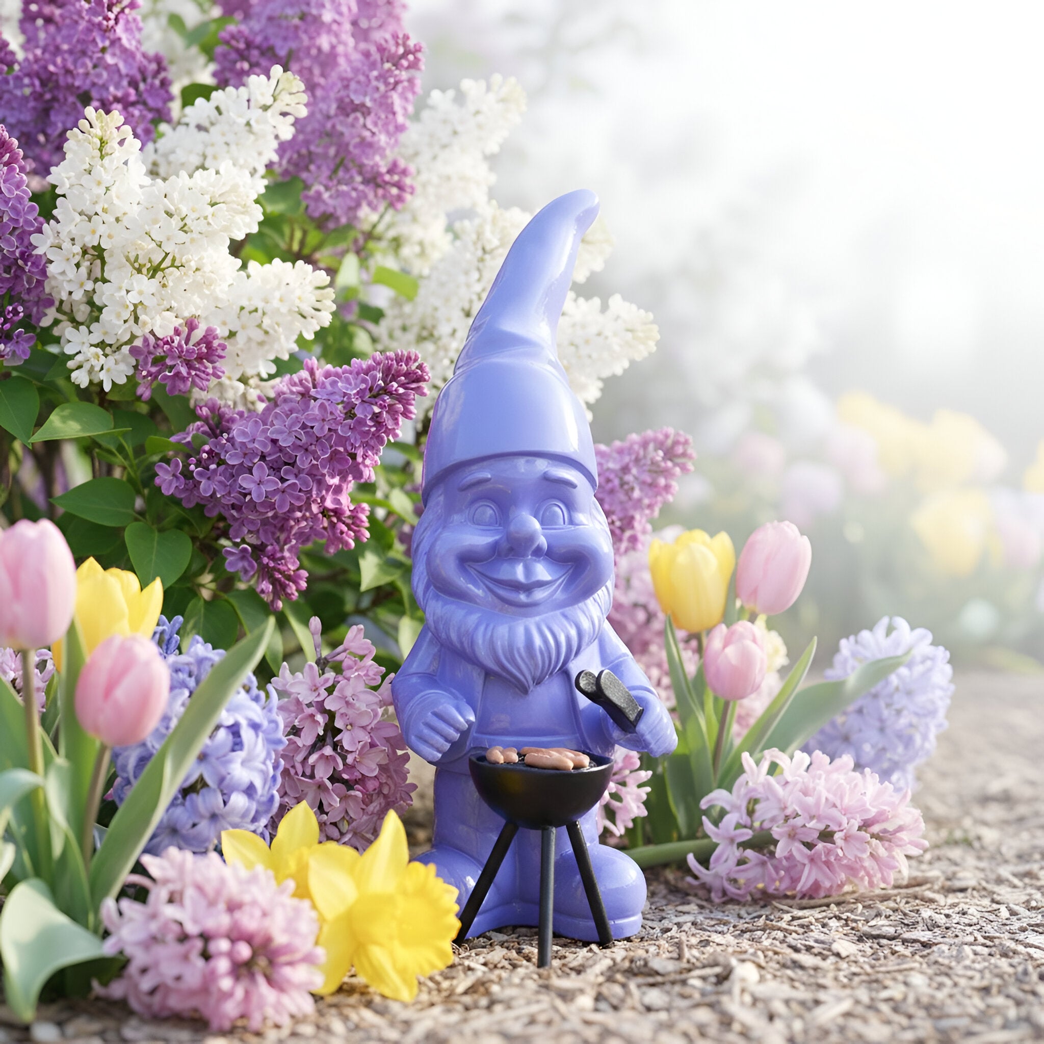 Gartenzwerg am Grill -GartenPoser- Zwerg Deko in Pastell Hochglanz 2 Größen 6 Farben (GrillPoser)