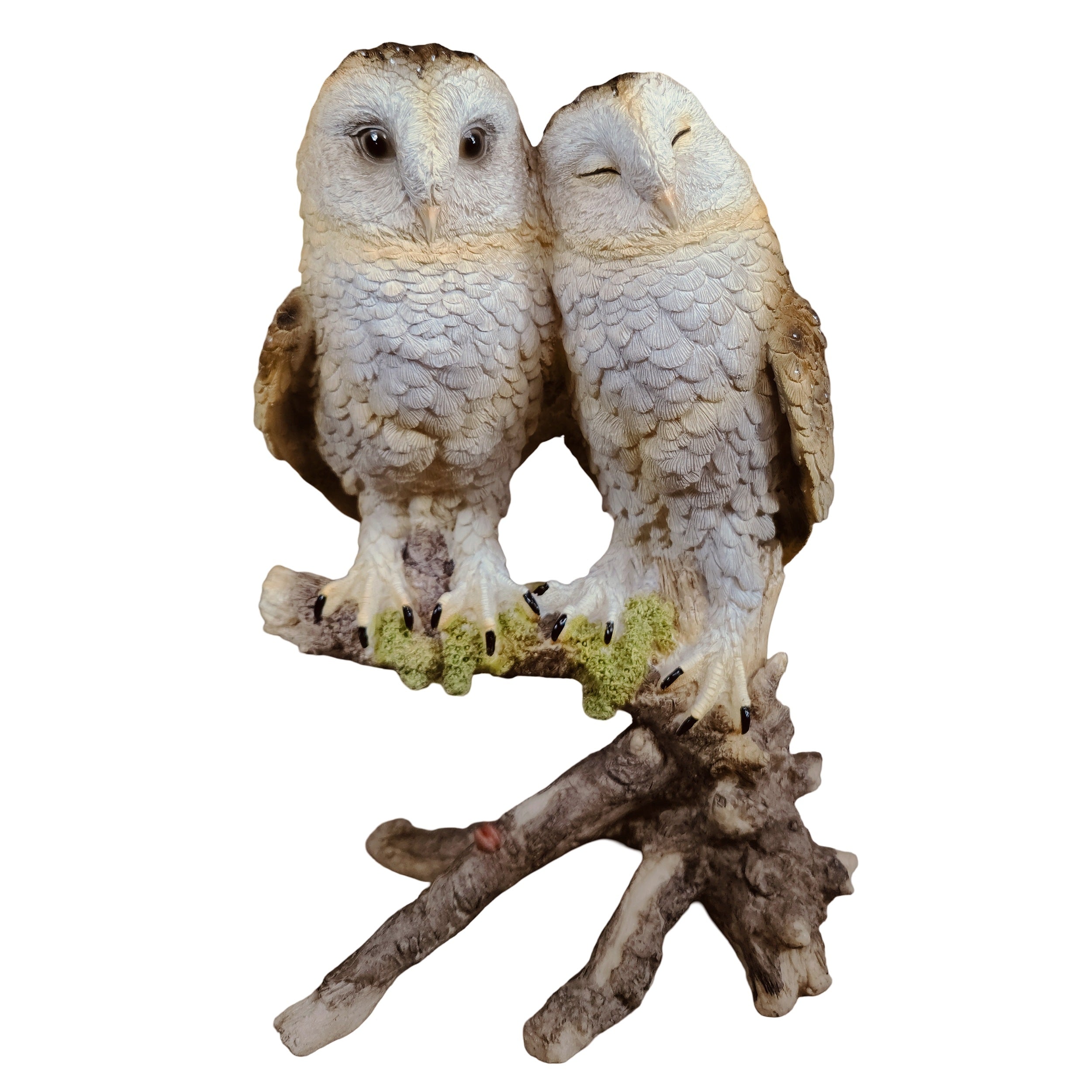 Eulen Figur Paar auf Ast – Deko Eule als Gartenfigur für Balkon, Terrasse & Eingangsbereich
