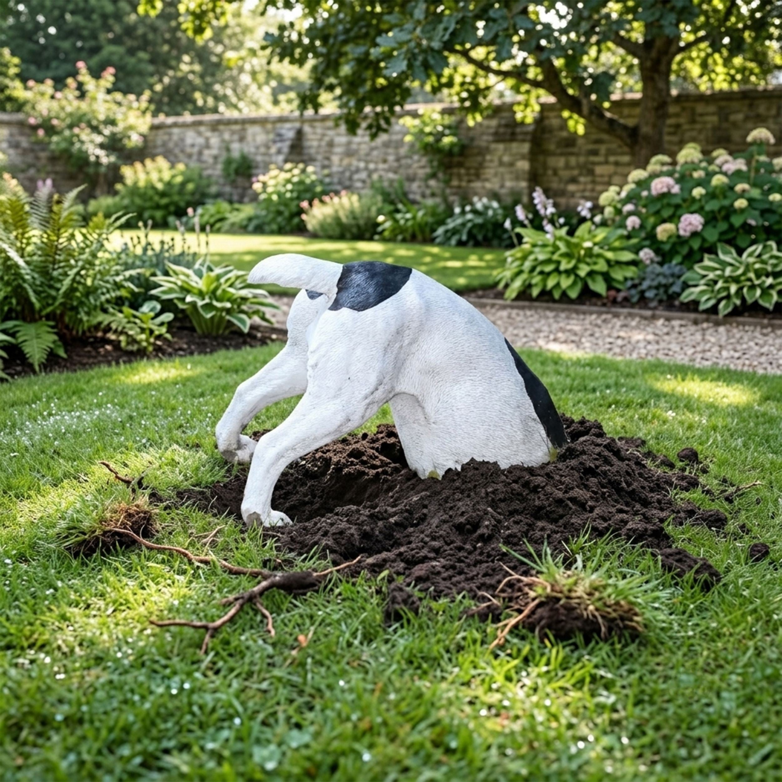 Dekofigur haber Hund grabend Jack Russell Terrier Gartendeko Hundefigur Gartenfigur