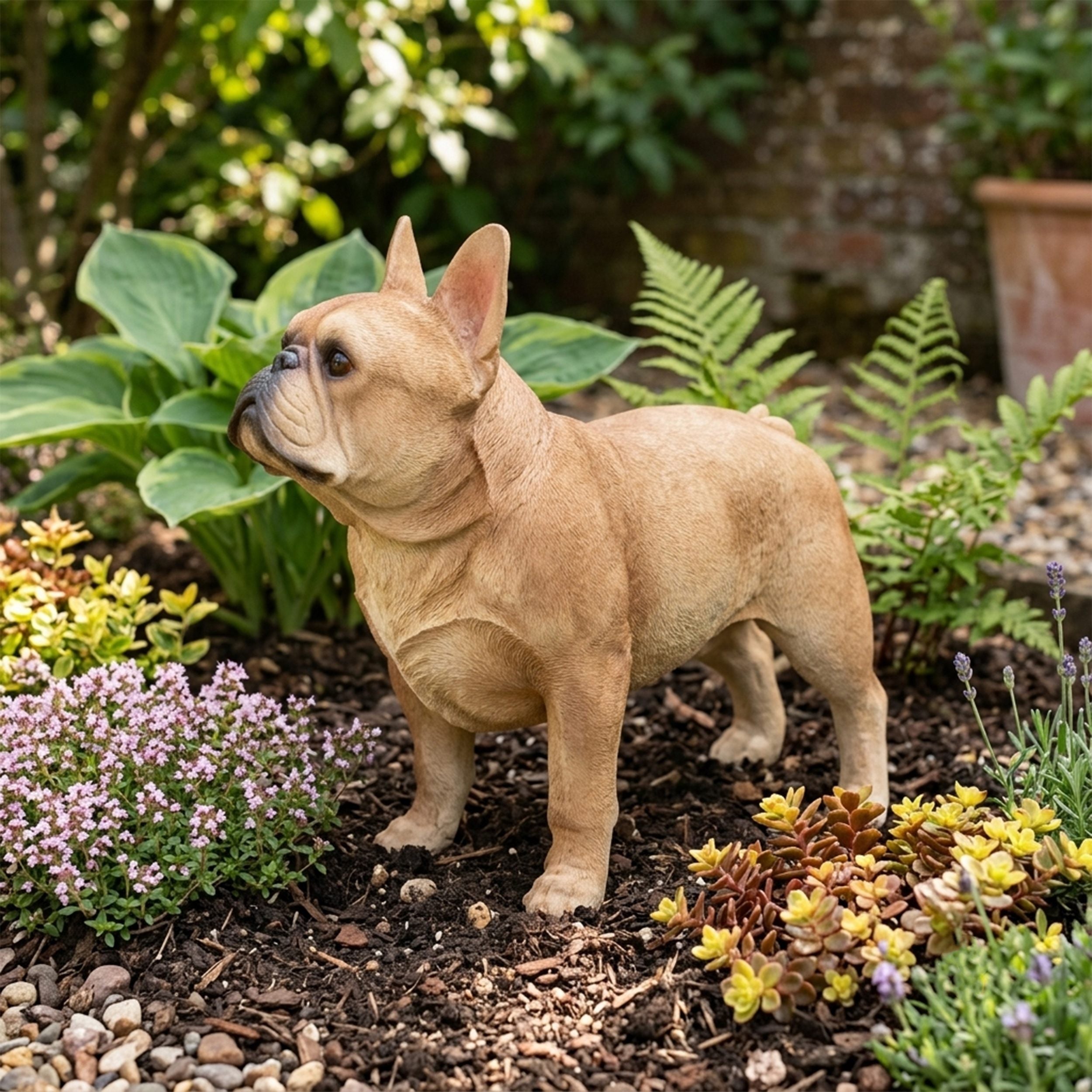 Französische Bulldogge Figur XL Hundefigur lebensecht Gartendeko Hunde Deko stehend