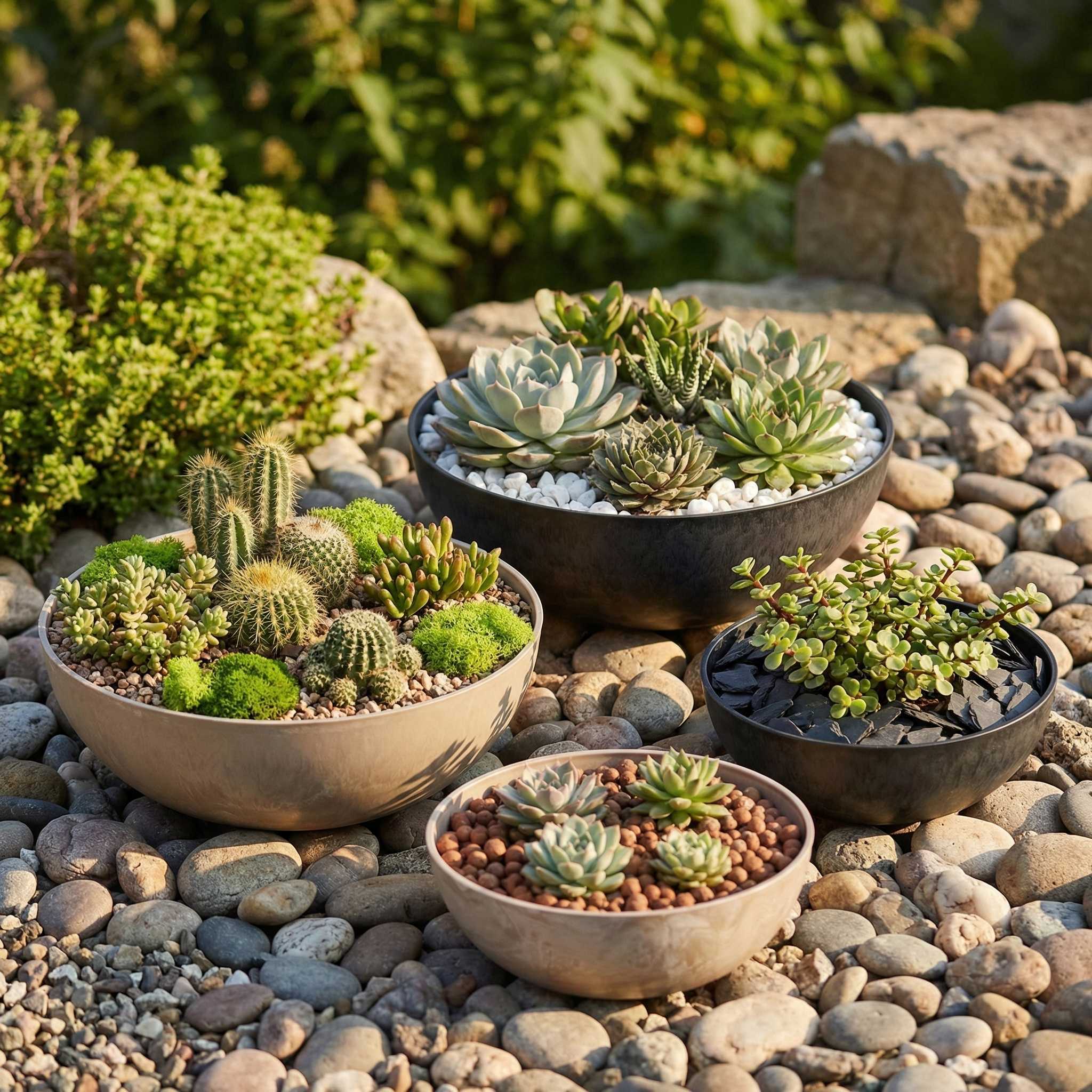 Pflanzschale „Bowl“ Serie Stone – Blumentopf Schale aus recyceltem Kunststoff Anthrazit oder Sand