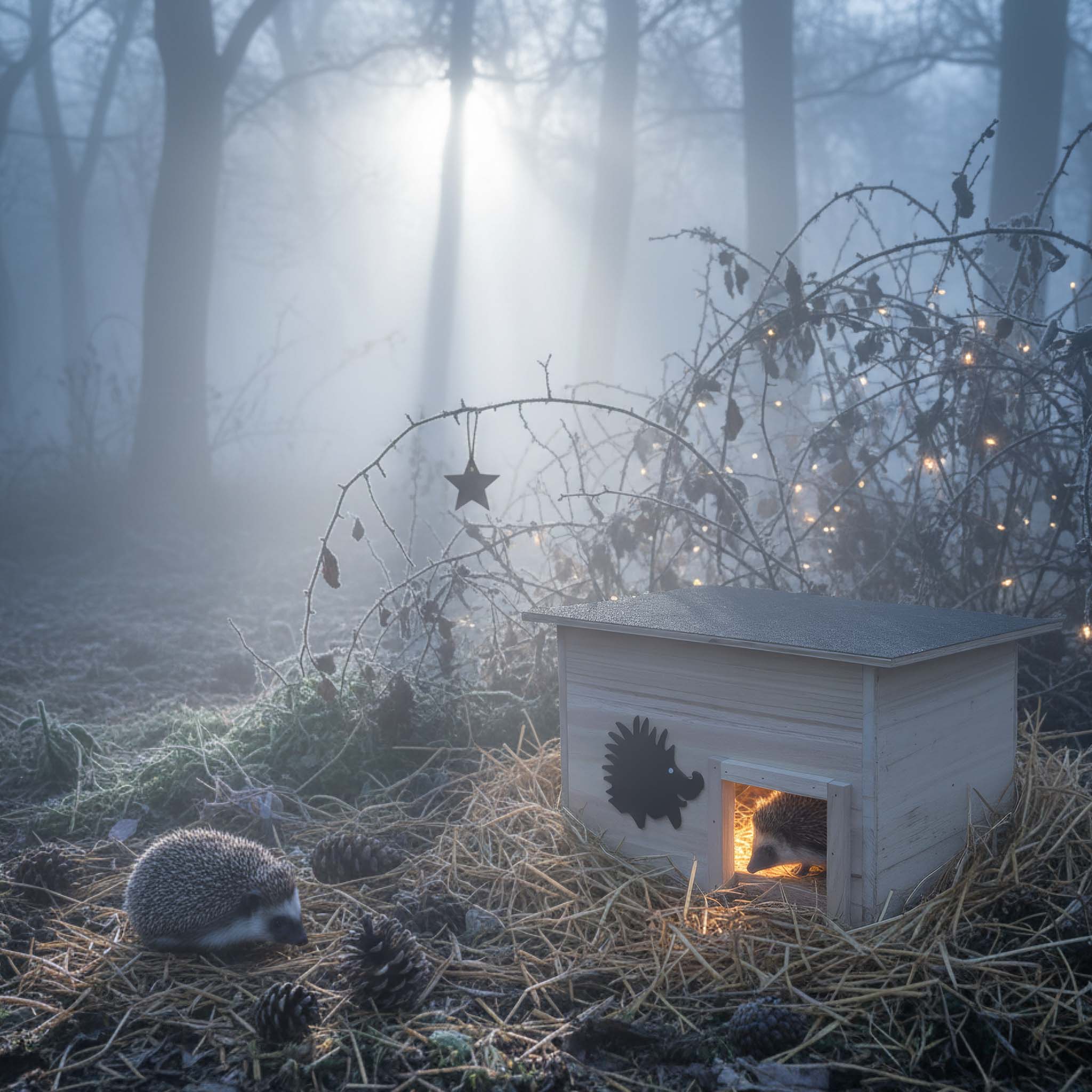 Igelhaus aus FSC-Holz mit Katzenschutz – wetterfestes Igelhotel mit abnehmbarem Dach