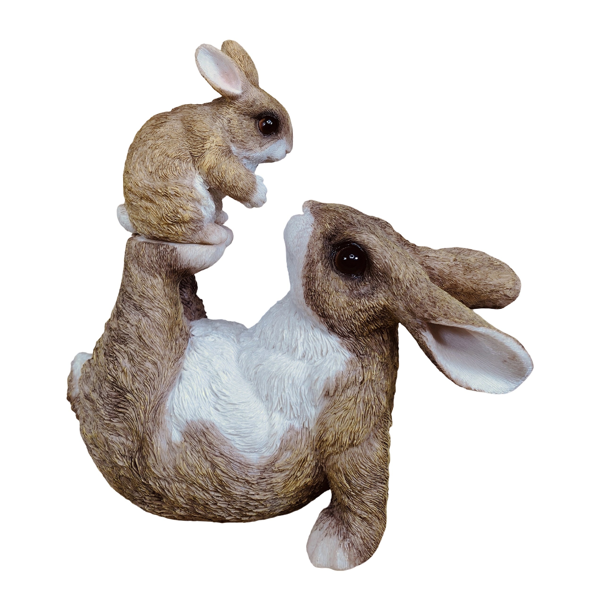 Hasenfigur mit Kind - Dekohase - Deko Osterhase und Osterhasen Figur für Ostern, Garten & Balkon