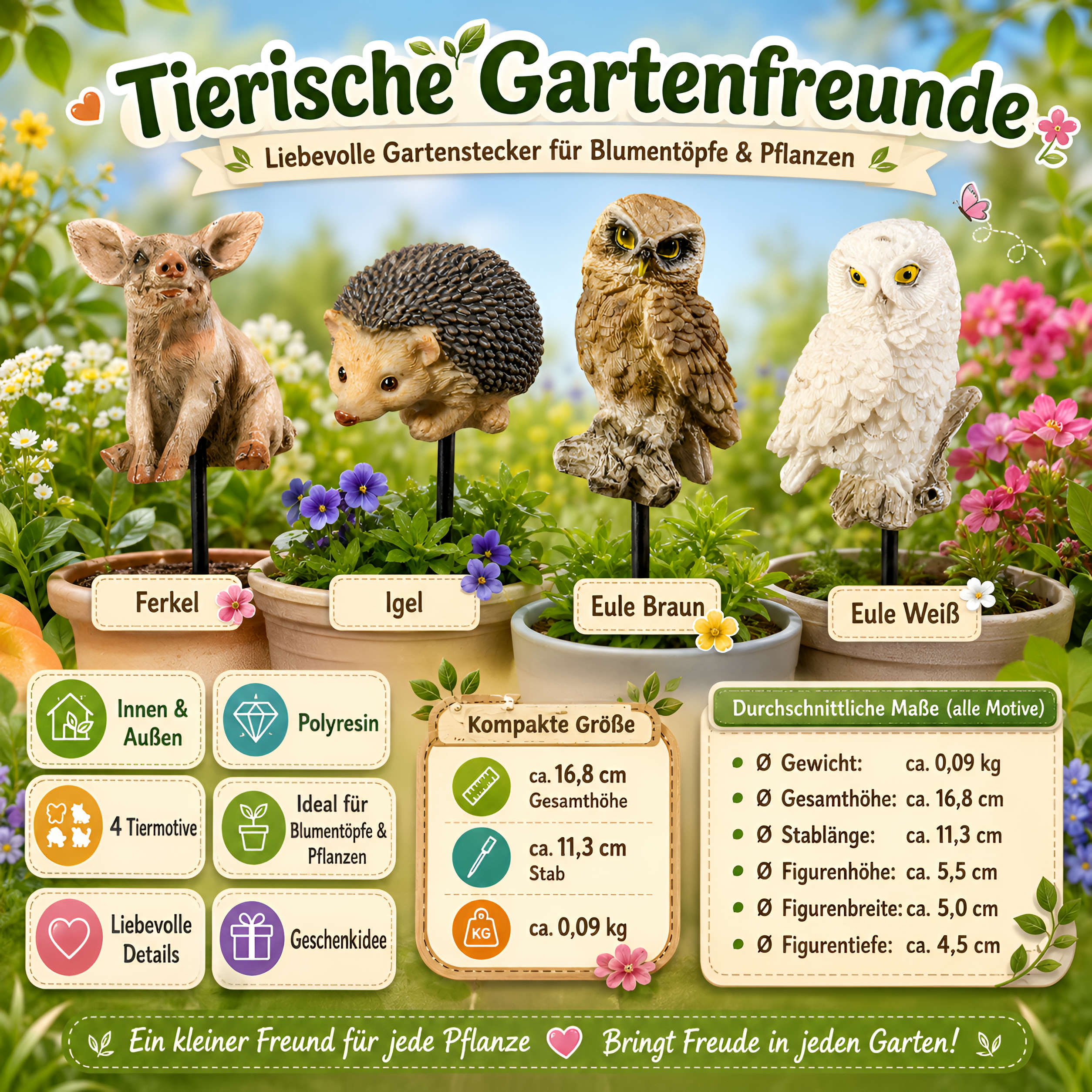 Blumenstecker Gartenstecker Pflanzenstecker Deko für Blumentopf & Beet Varianten