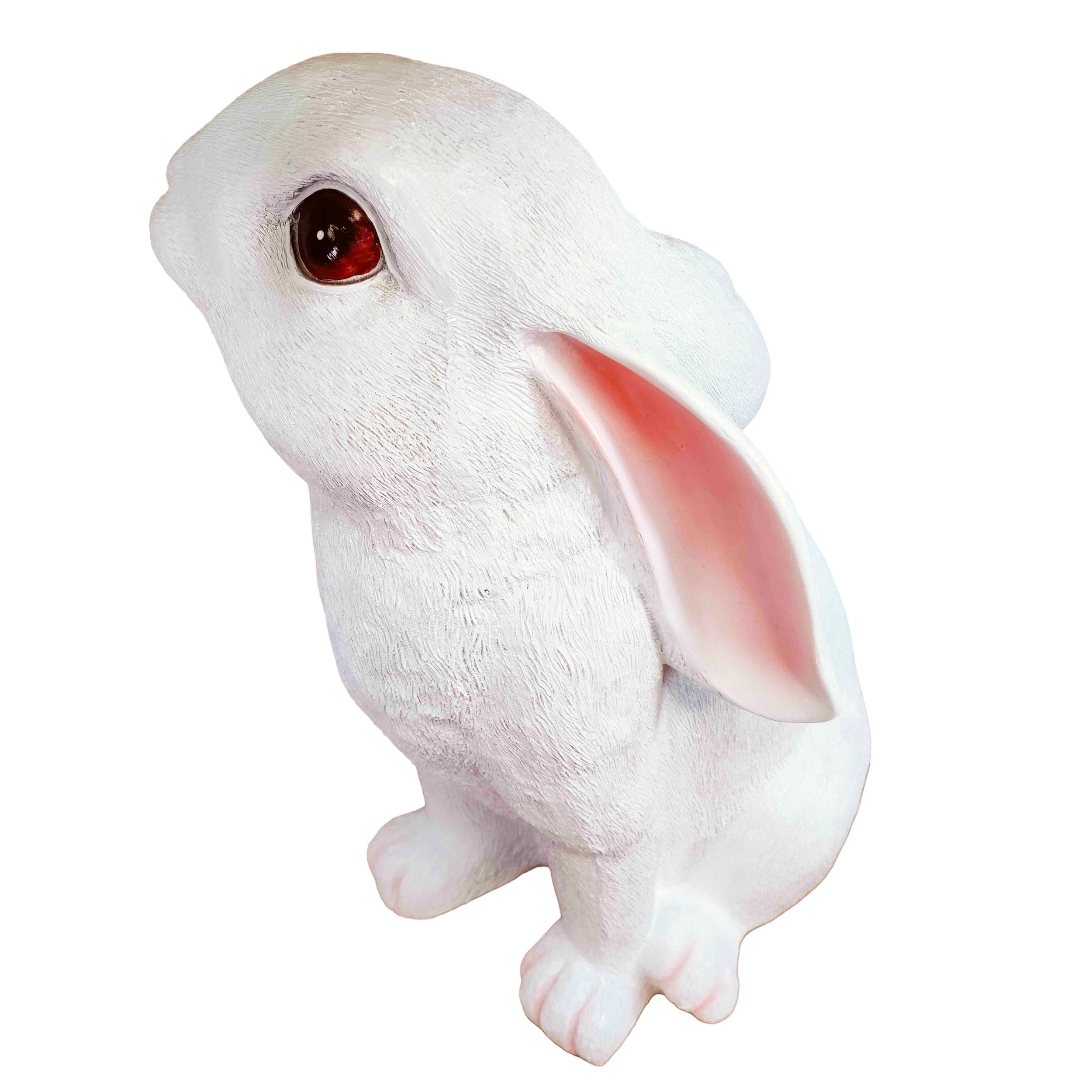 Hasenfigur weiß groß - Deko Hase als Osterdeko Hase für Garten & Zuhause, Kaninchen Figur wie echt