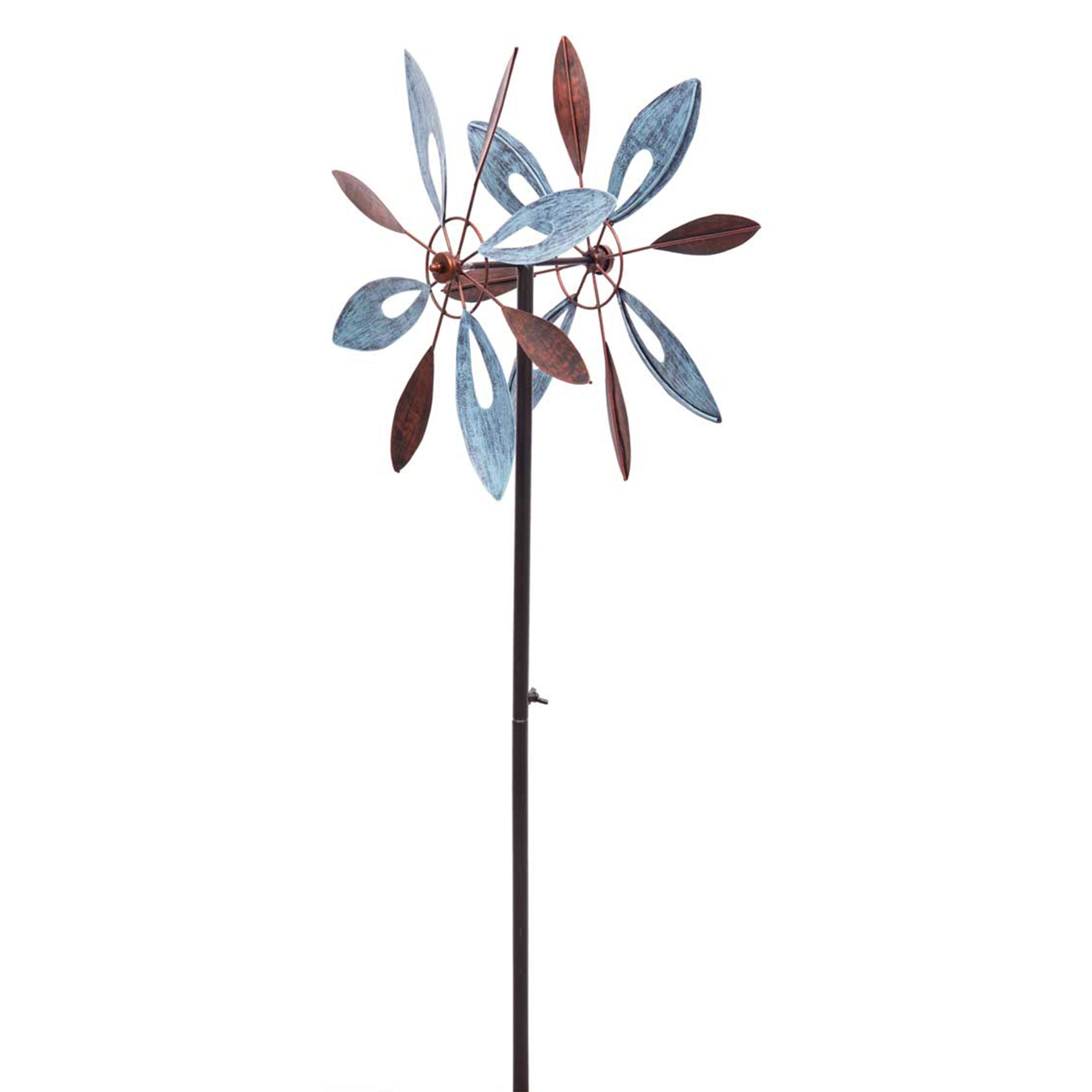 Kinetic Art Metall Windrad Copper Flower Duett Windspiel Metall Garten Windrad stehend