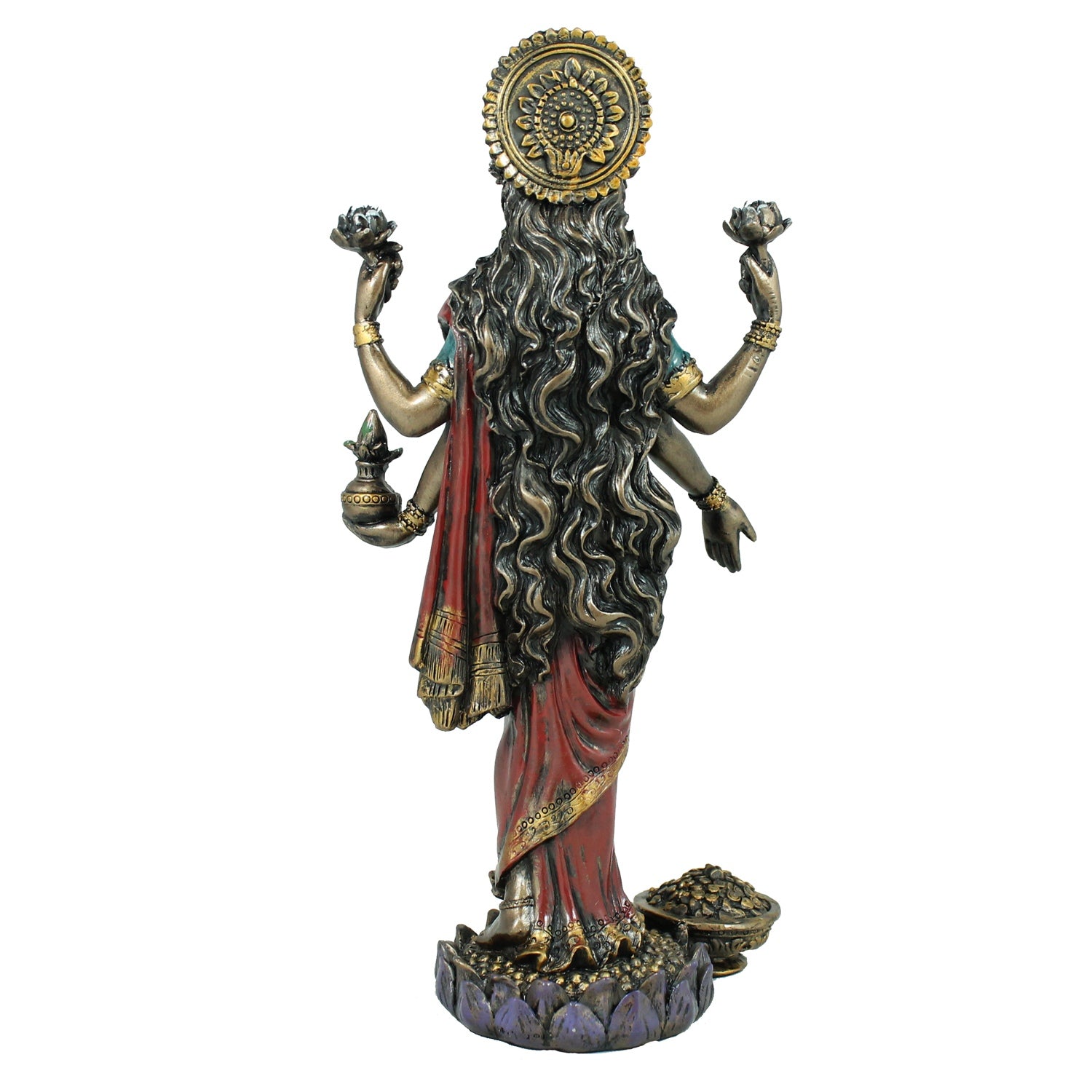 Lakshmi Figur in bronzierter Optik – Exquisite Dekofigur Göttin des Wohlstands und spirituellen Glücks