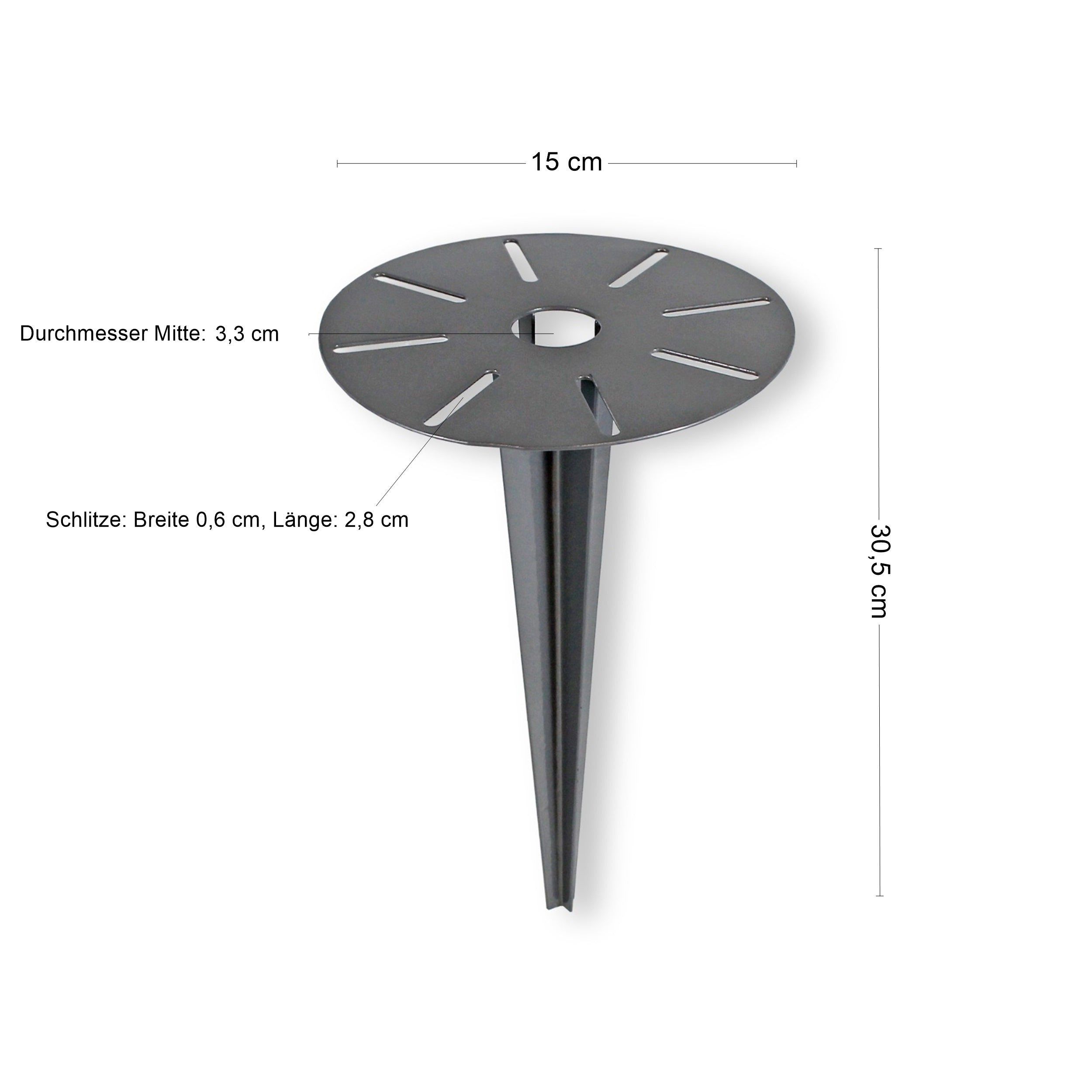 Universal Erdspieß kompakt für Gartenleuchte, Lampe & Gartensteckdose, pulverbeschichtet mit Kabelführung