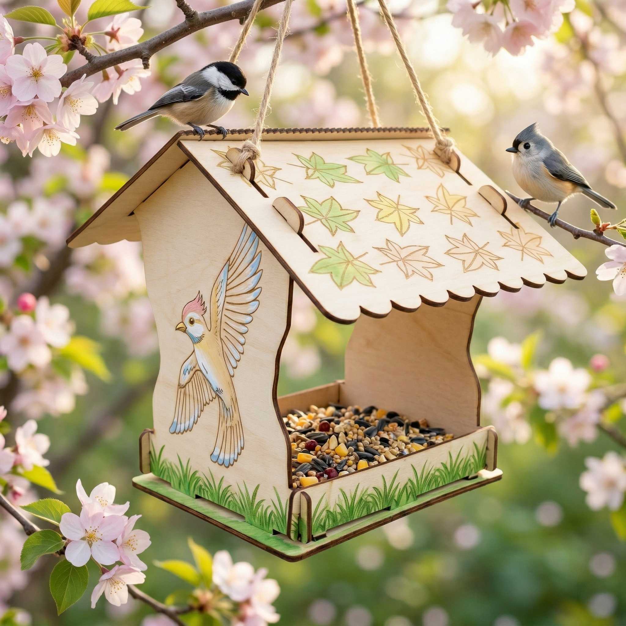 Vogelfutterhaus zum Bemalen Holz Vogelhaus Bausatz Kinder Futterhäuschen zum Hängen