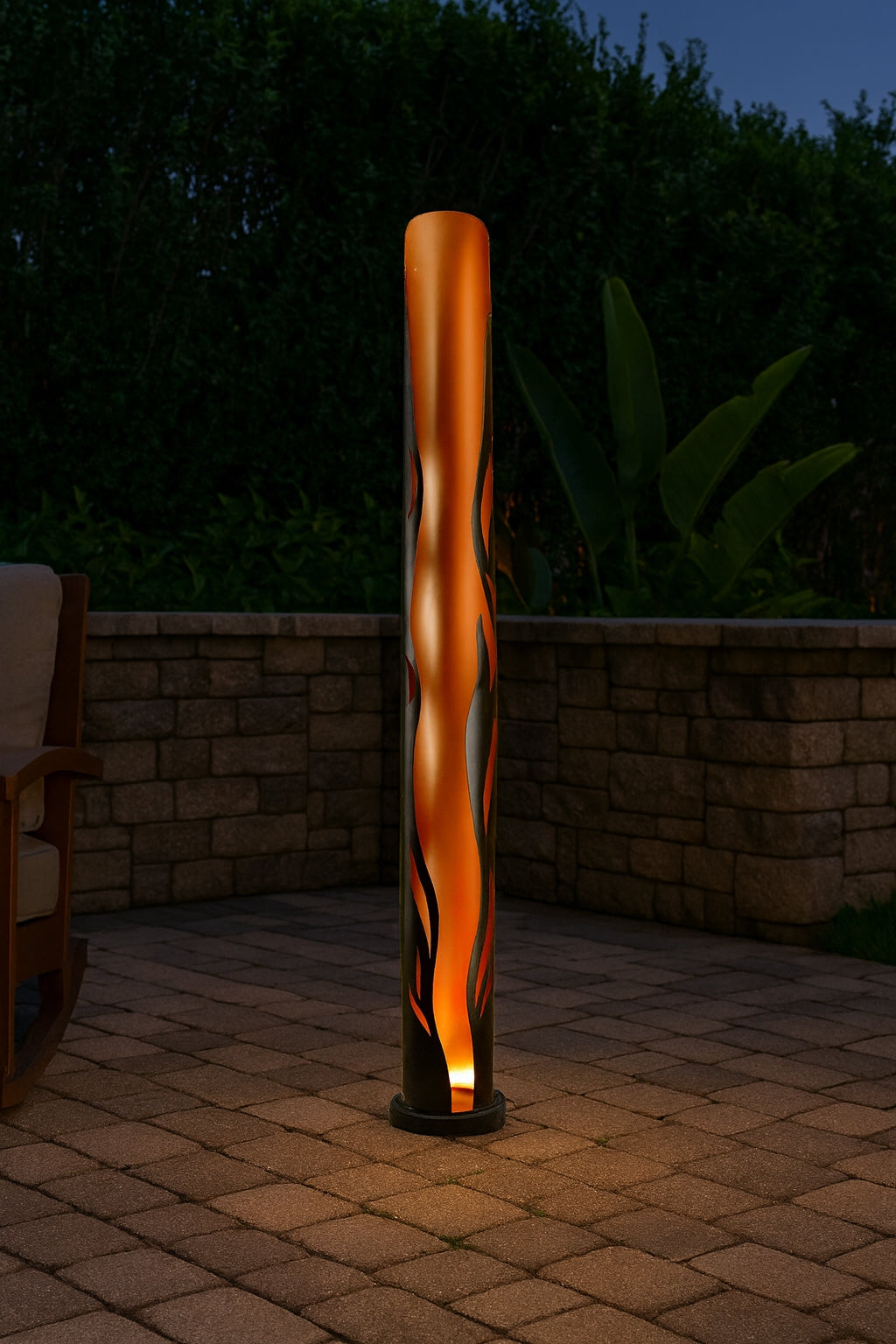 LED Dekosäule Flamme Solarleuchte für Garten Terrasse & Balkon, Dekosäule mit Licht