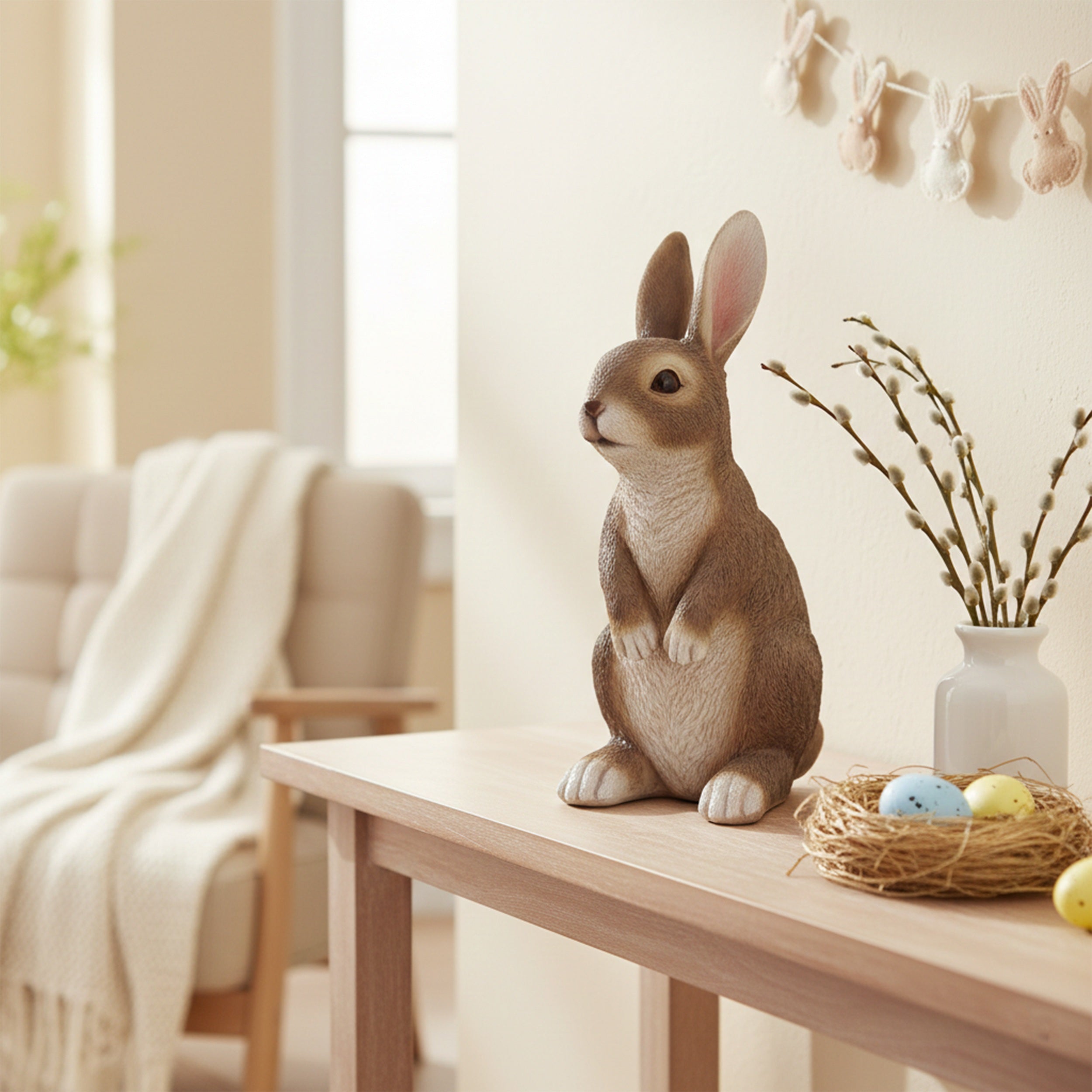 Gartenfigur Hase realistische Hasenfigur als Deko Hase – Osterhase als Deko für Ostern zu Hause und Garten