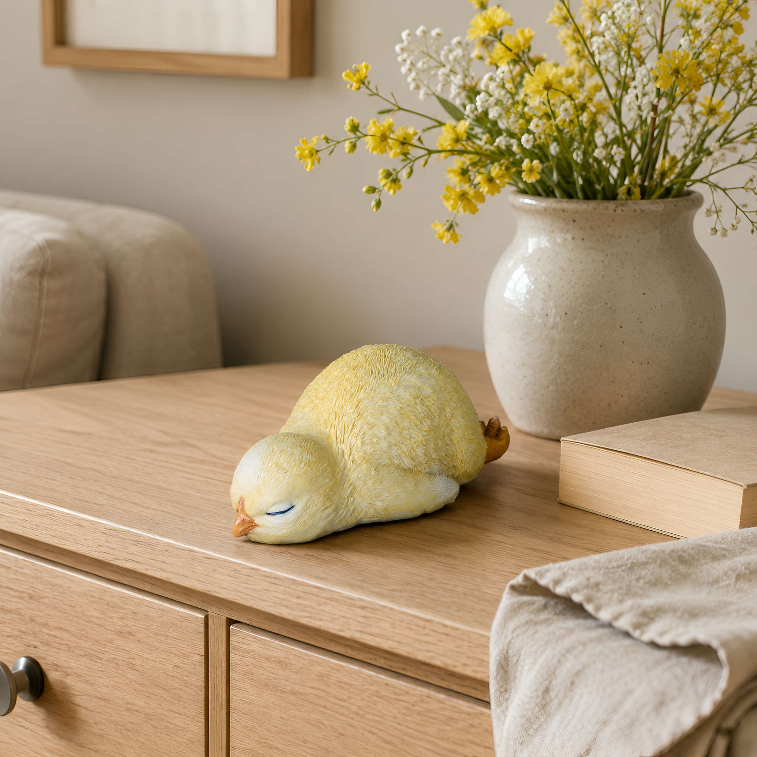 Deko Küken schlafend Küken Figur Osterküken für Osterdeko Haus und Garten